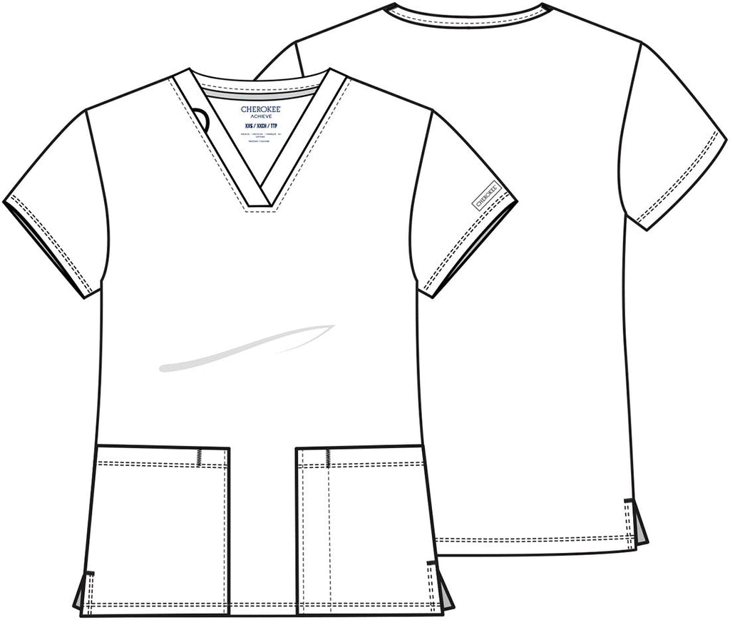Achieve CK832 Women's Women's 2-Pocket V-Neck Scrub Top White