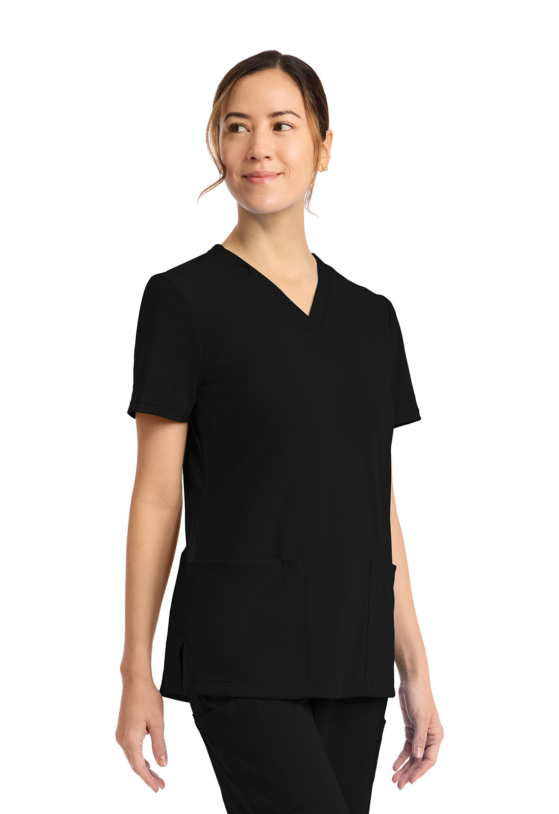 Achieve CK832 Women's 2-Pocket V-Neck Top Black Image