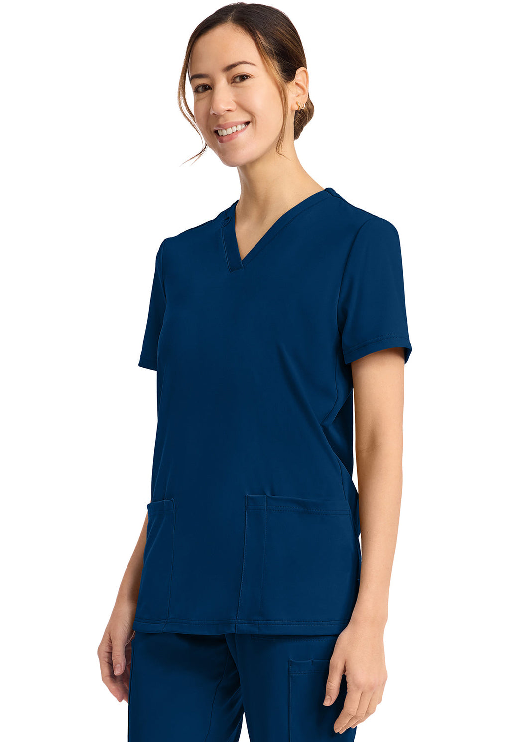 Achieve CK832 Women's 2-Pocket V-Neck Top Navy Image