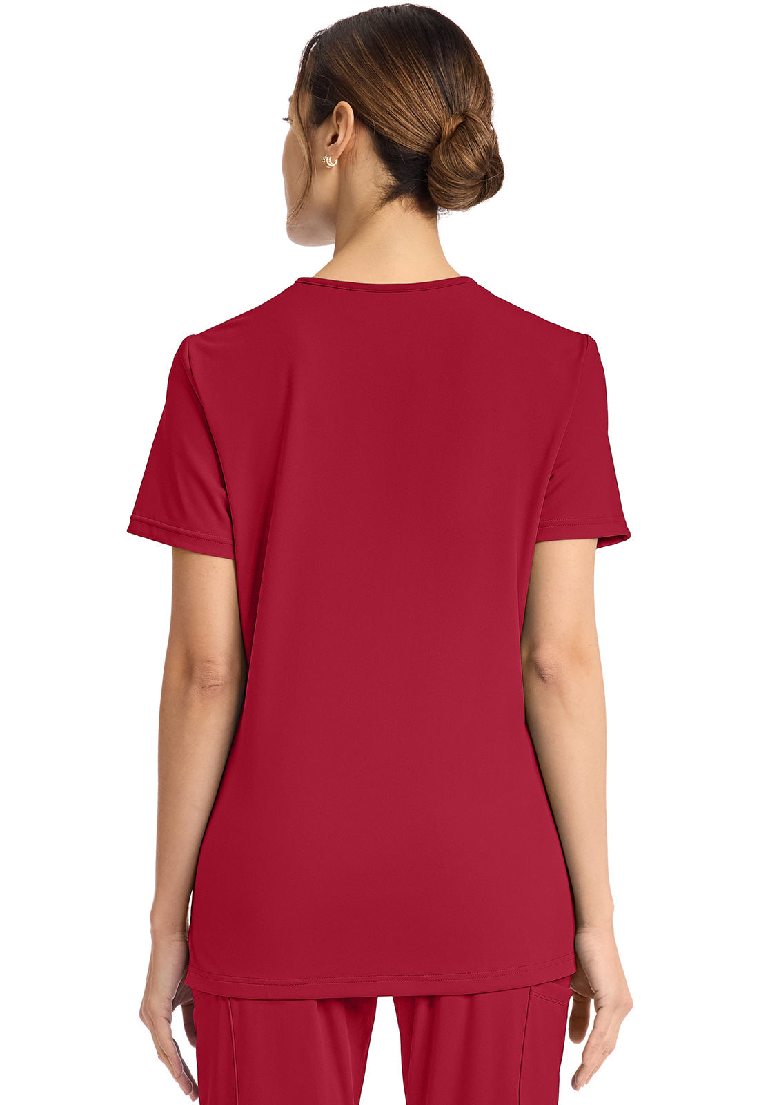Achieve CK832 Women's 2-Pocket V-Neck Top Red Image