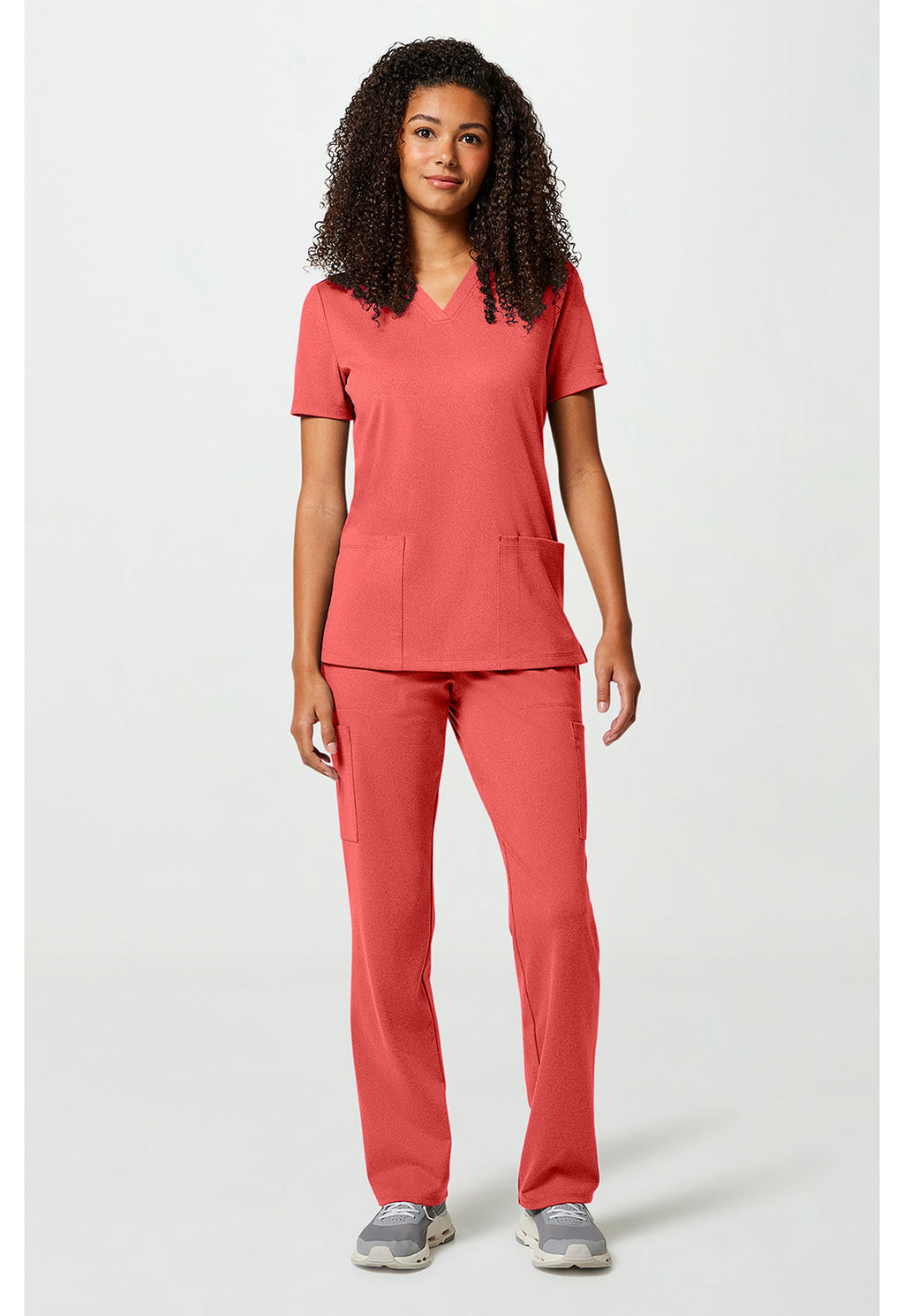 Achieve CK832 Women's 2-Pocket V-Neck Scrub Top True Coral