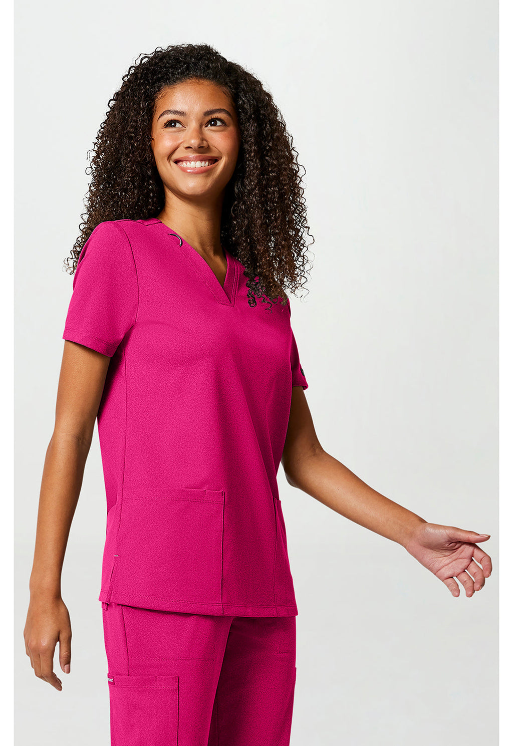 Achieve CK832 Women's 2-Pocket V-Neck Scrub Top Tropical Hibiscus