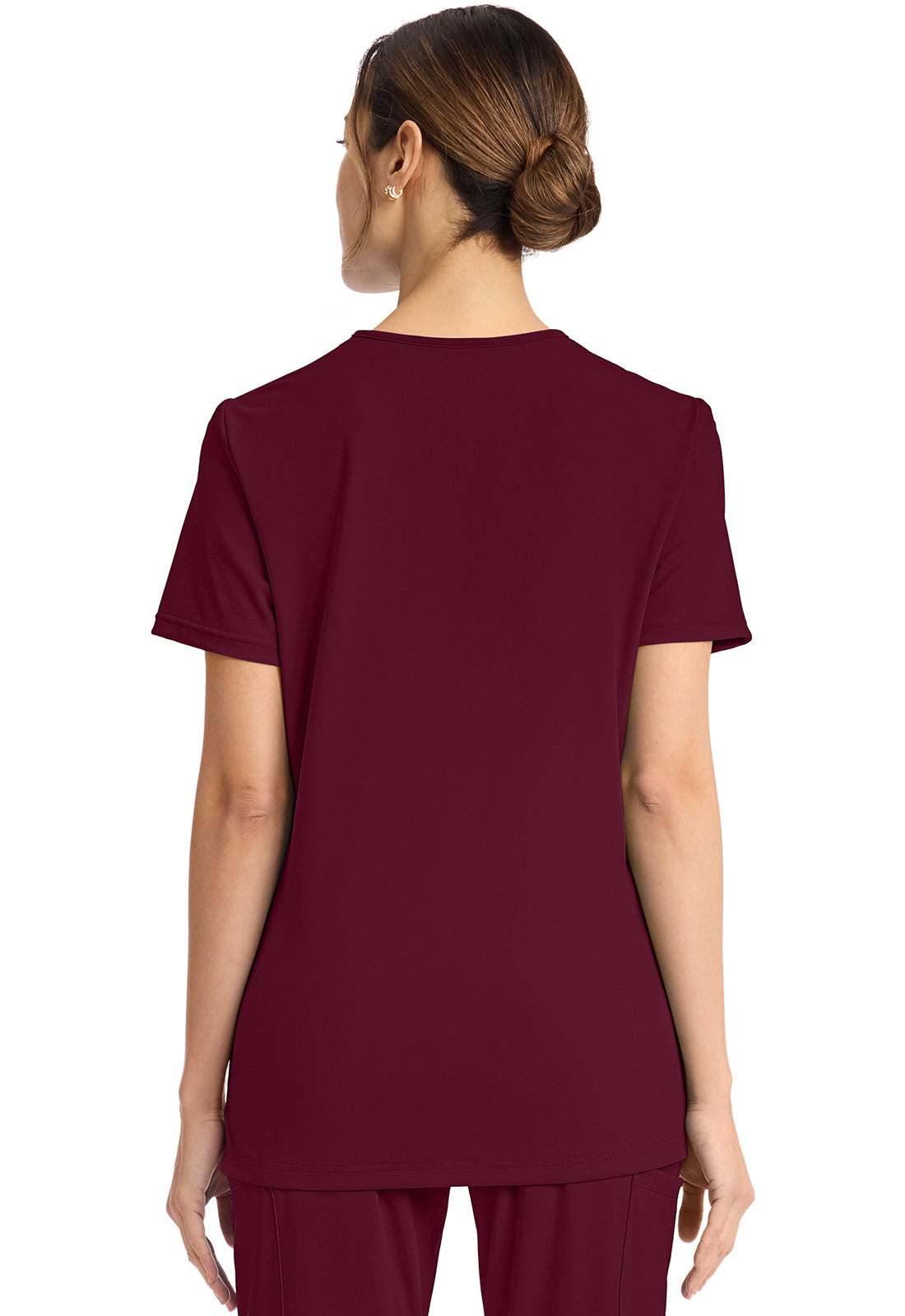 Achieve CK832 Women's 2-Pocket V-Neck Top Wine Image