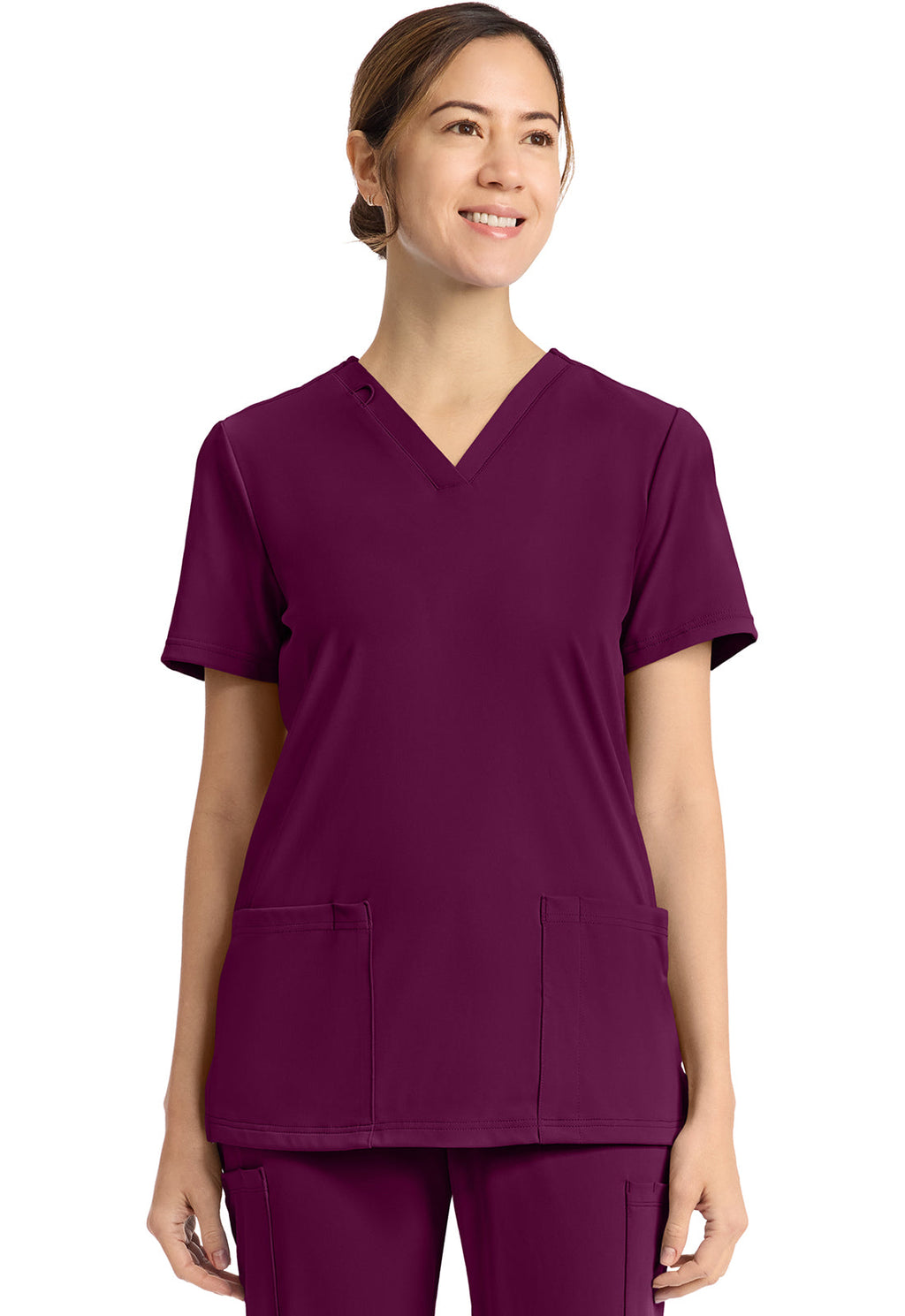 Achieve CK832 Women's 2-Pocket V-Neck Top Wild Mulberry Image