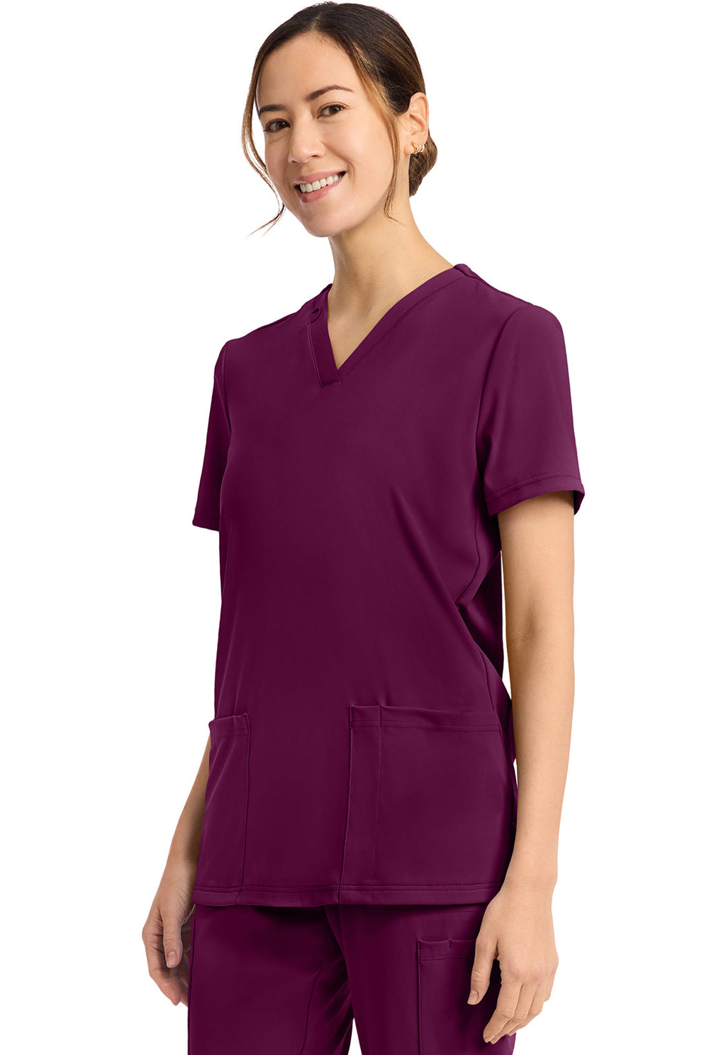 Achieve CK832 Women's 2-Pocket V-Neck Top Wild Mulberry Image