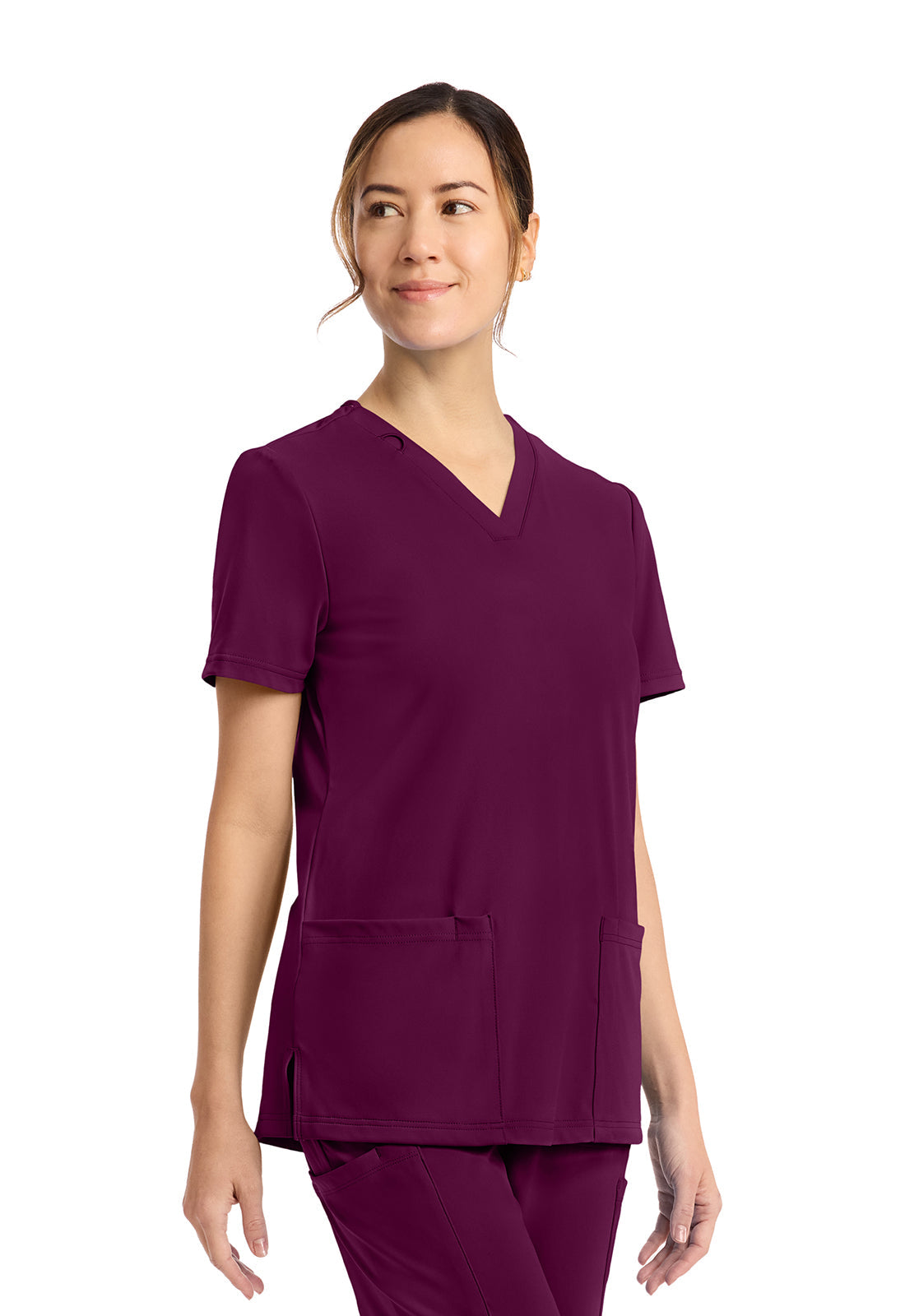 Achieve CK832 Women's 2-Pocket V-Neck Top Wild Mulberry Image