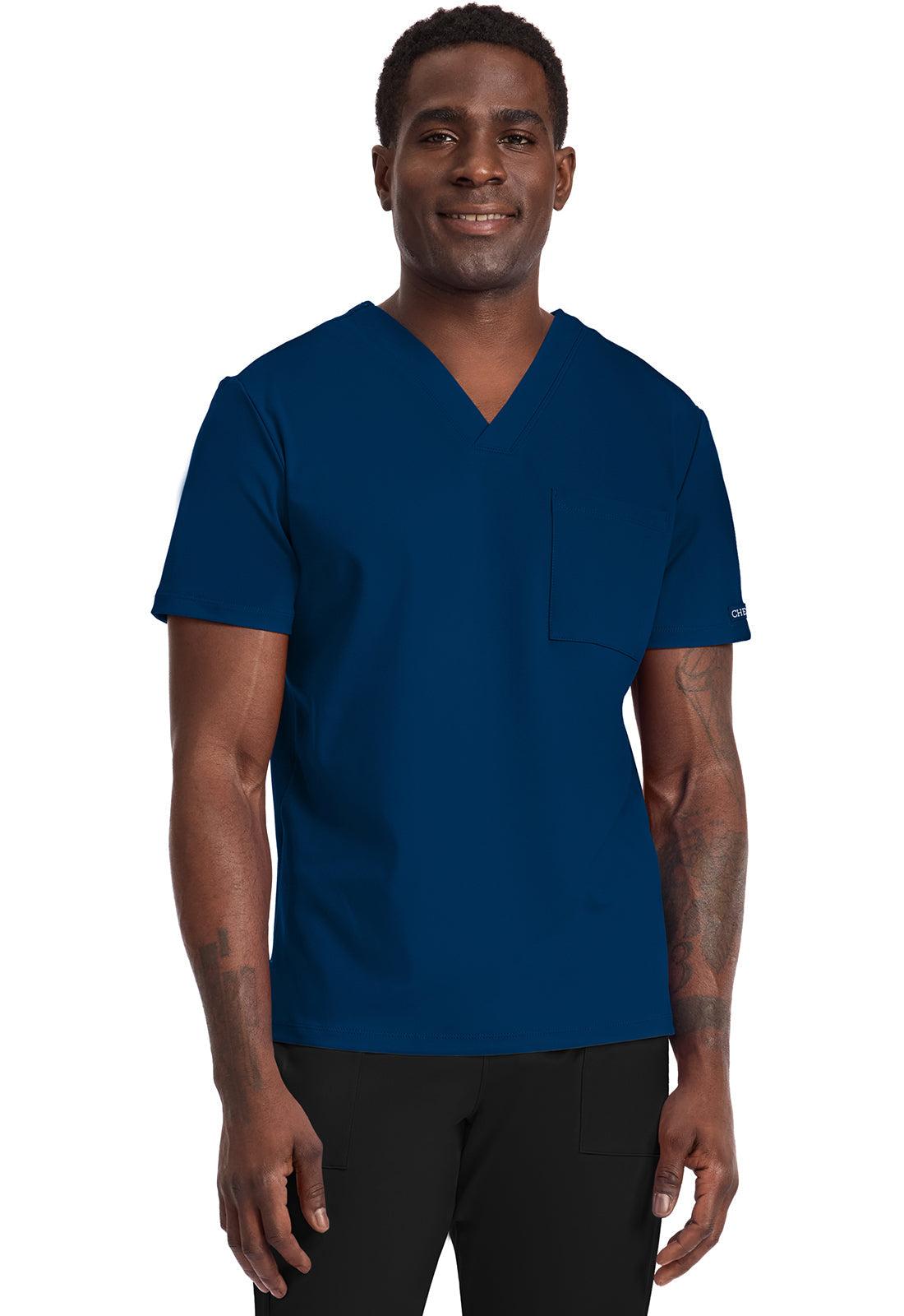 Achieve CK834 Men's 1-Pocket Tuck-In Scrub Top Navy