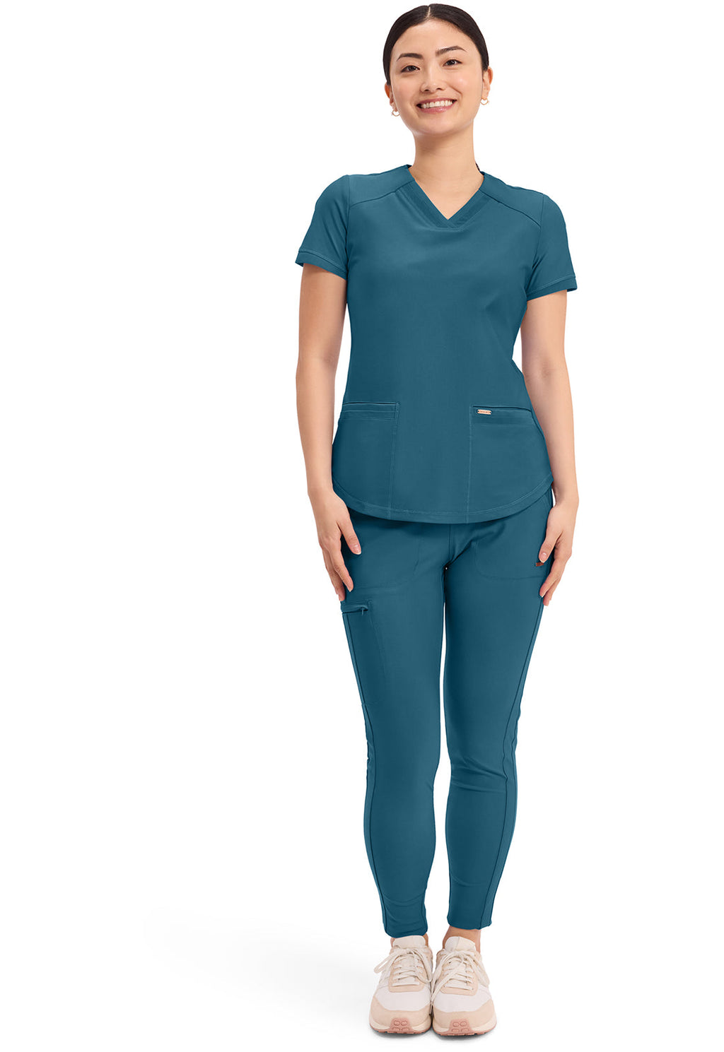 Form CK840 Women's V-Neck Scrub Top Caribbean Blue
