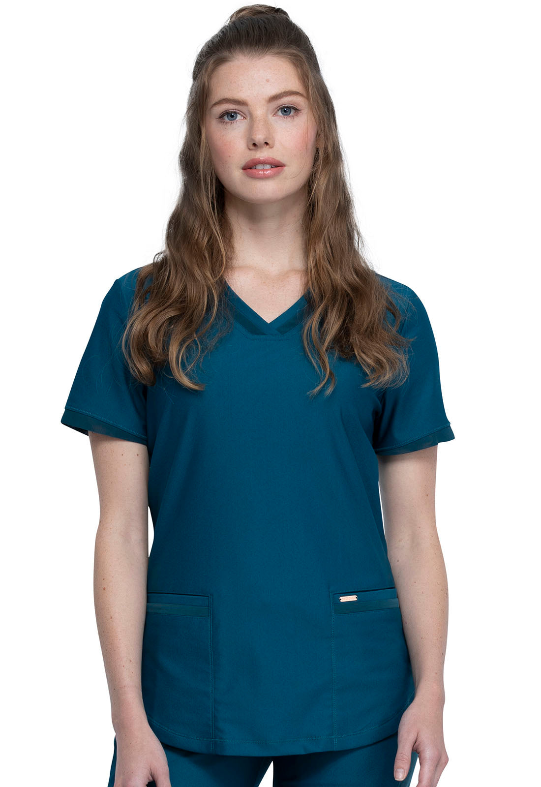 Form CK840 Women's V-Neck Scrub Top Caribbean Blue
