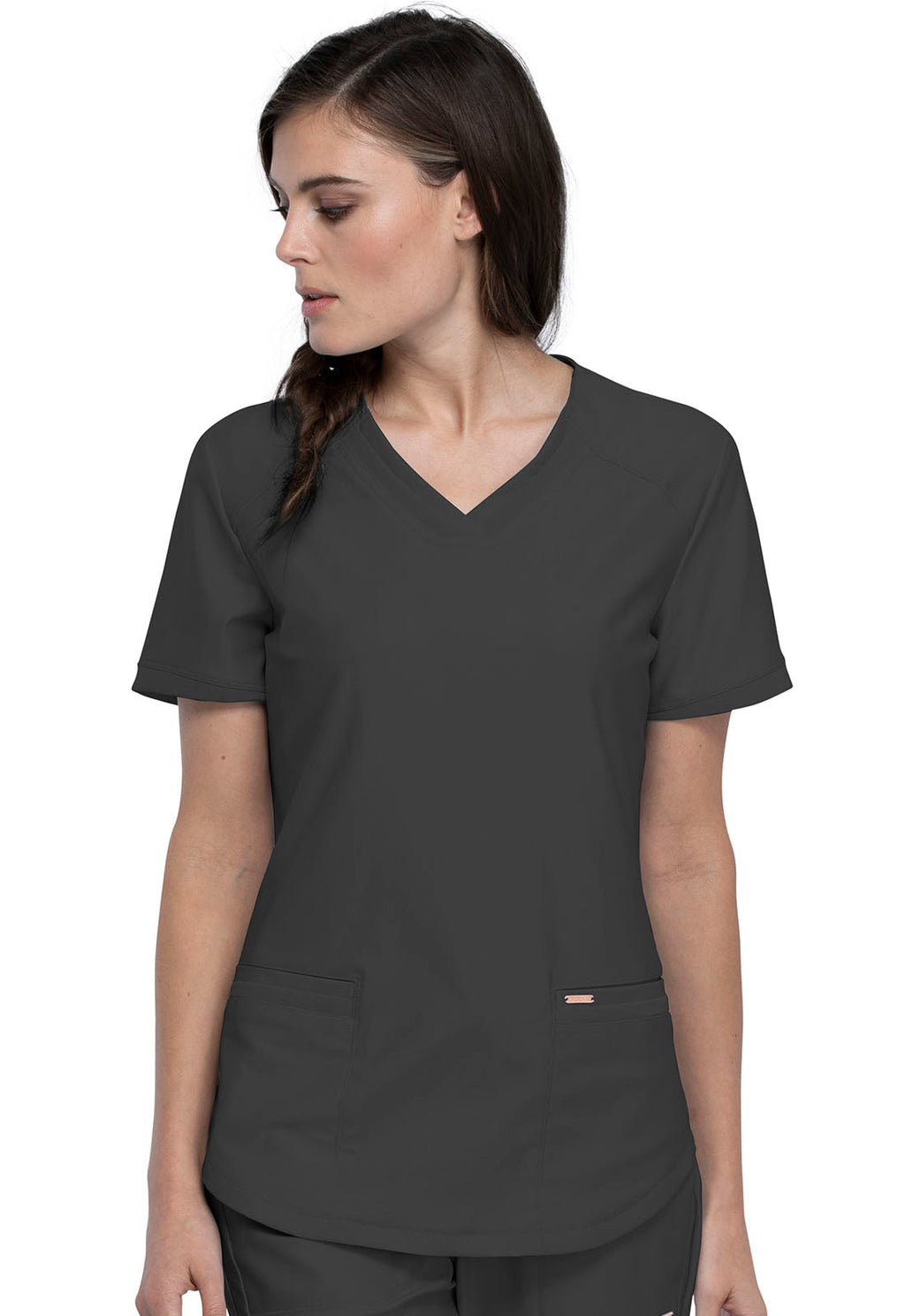 Form CK840 Women's V-Neck Scrub Top Pewter