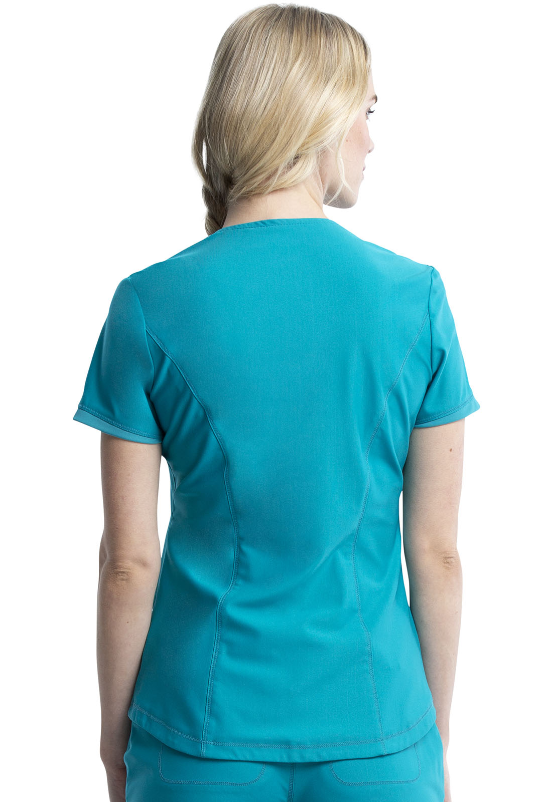 Form CK840 Women's V-Neck Scrub Top Teal Blue