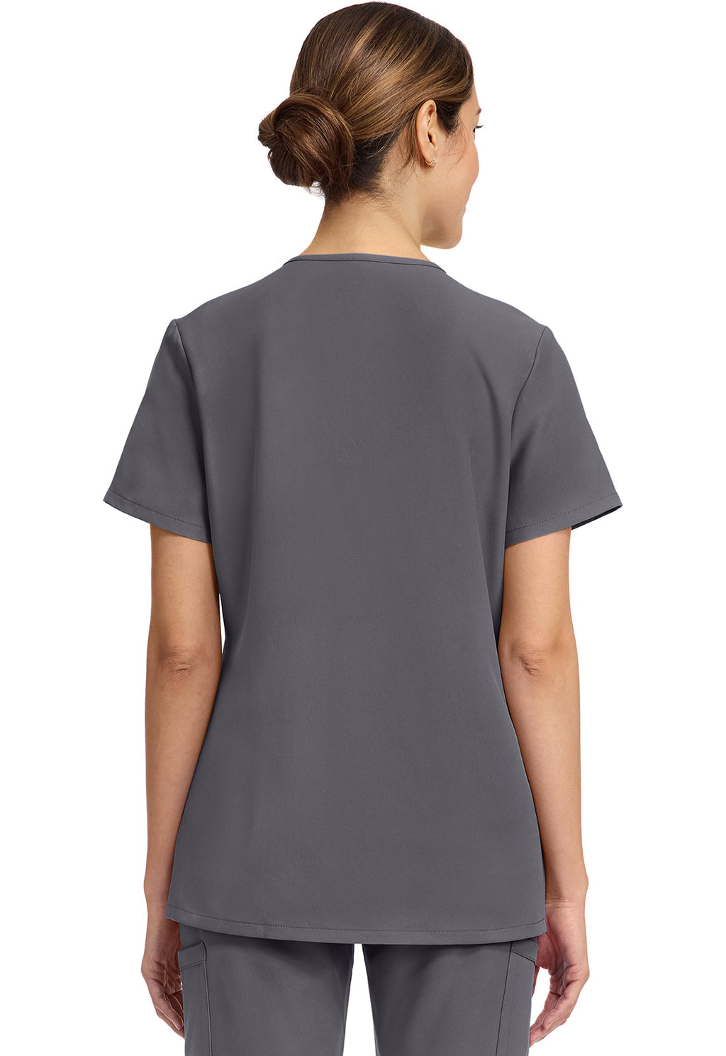 Workwear Originals Ultra CK844A Women's 2-Pocket Snap-Front Scrub Top Pewter