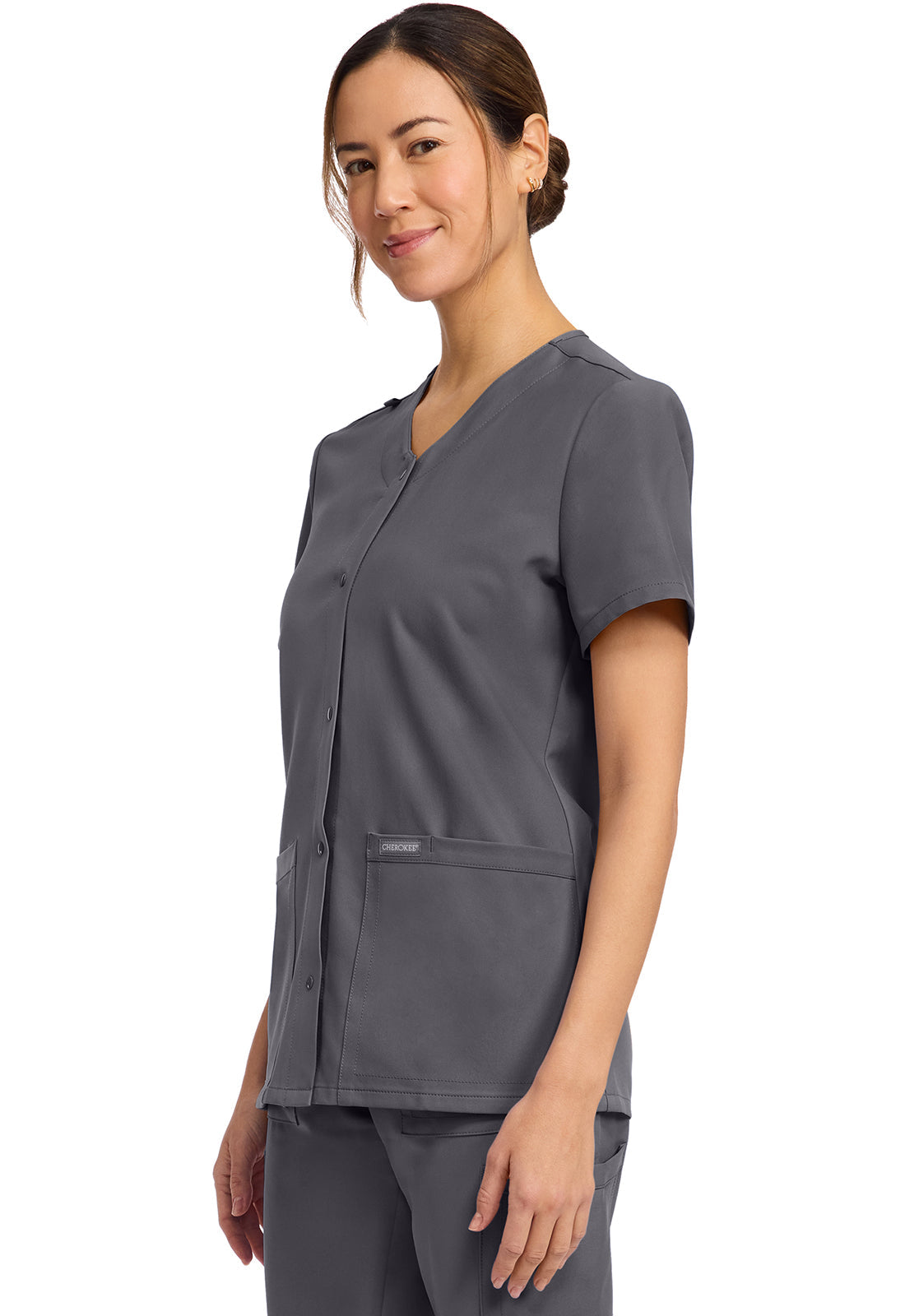 Originals Ultra CK844A Women's 2-Pocket Snap-Front Top Pewter
