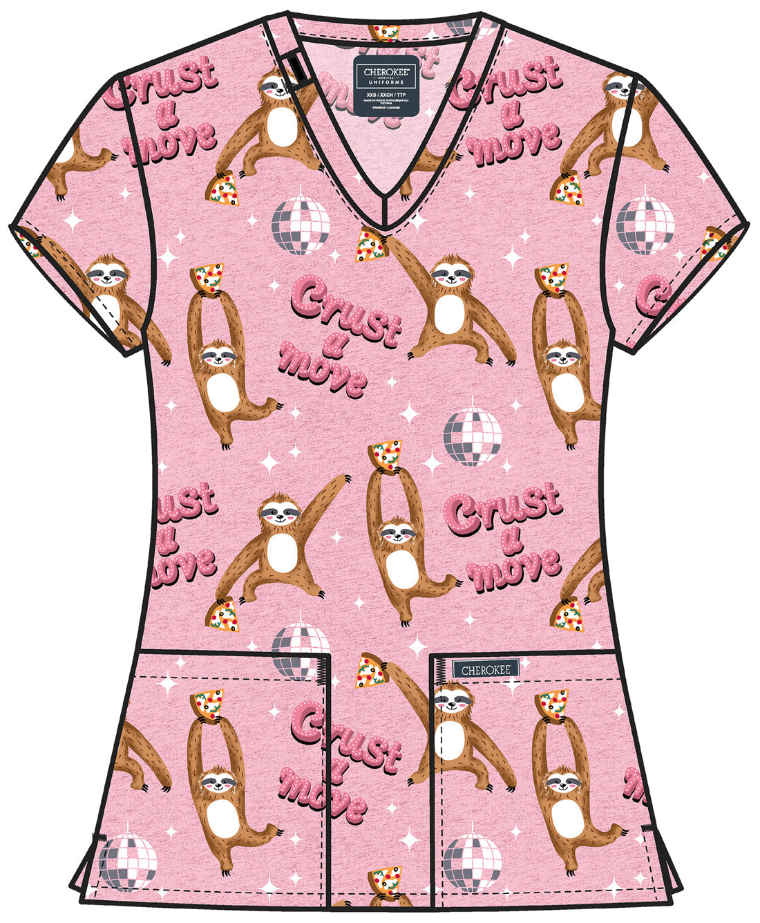 Genuine CK856 Women's Women's Print V-Neck Scrub Top Crust A Move