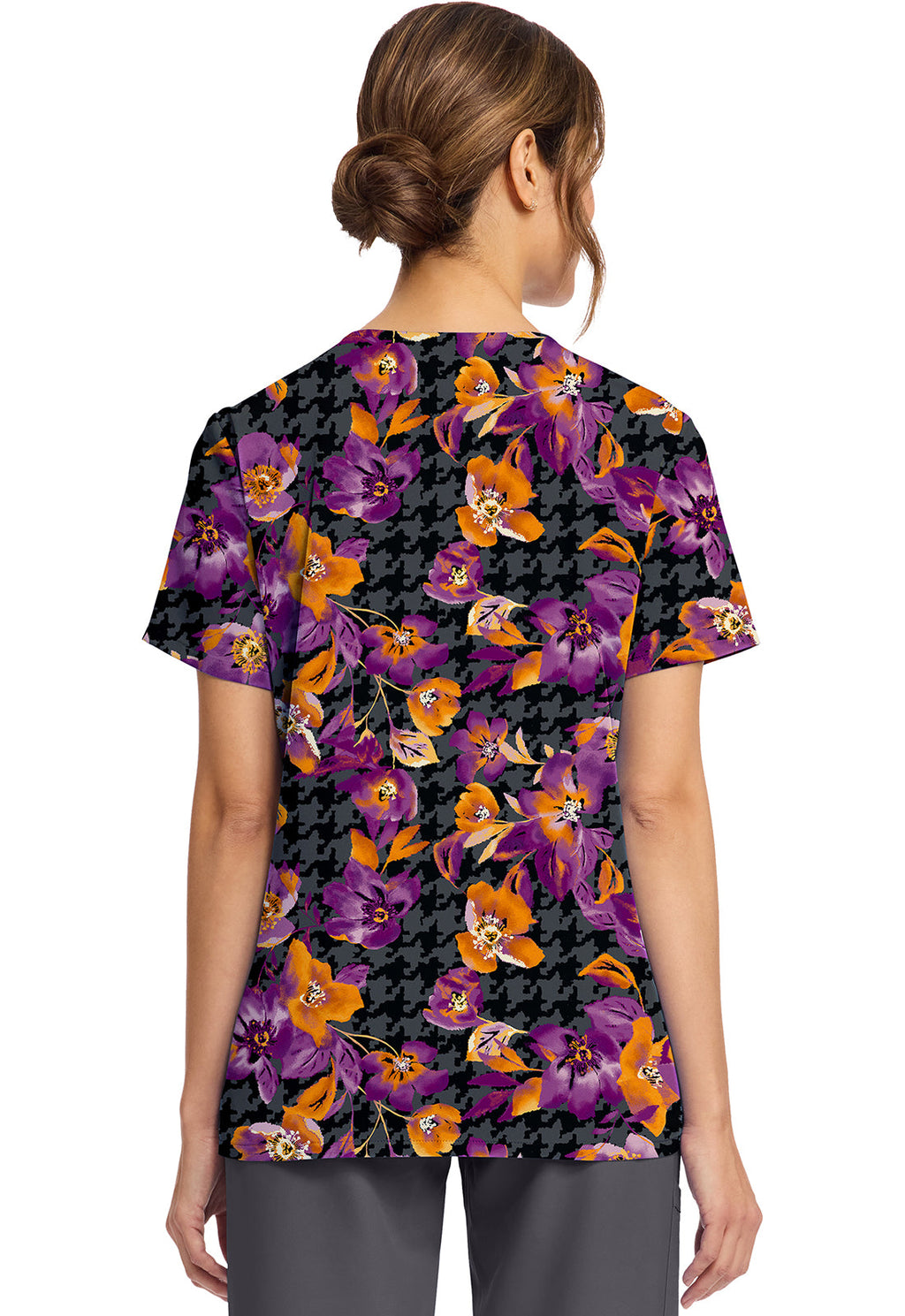 Cherokee Prints CK856 Women's Print V-Neck Top Velvet Floral
