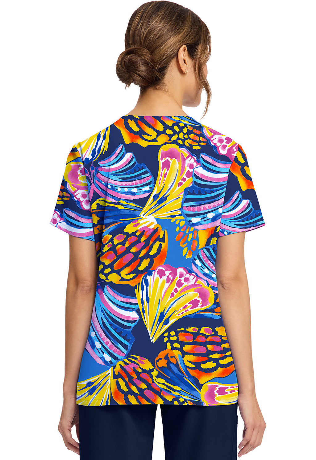 Cherokee Prints CK856 Women's Print V-Neck Top Winging It