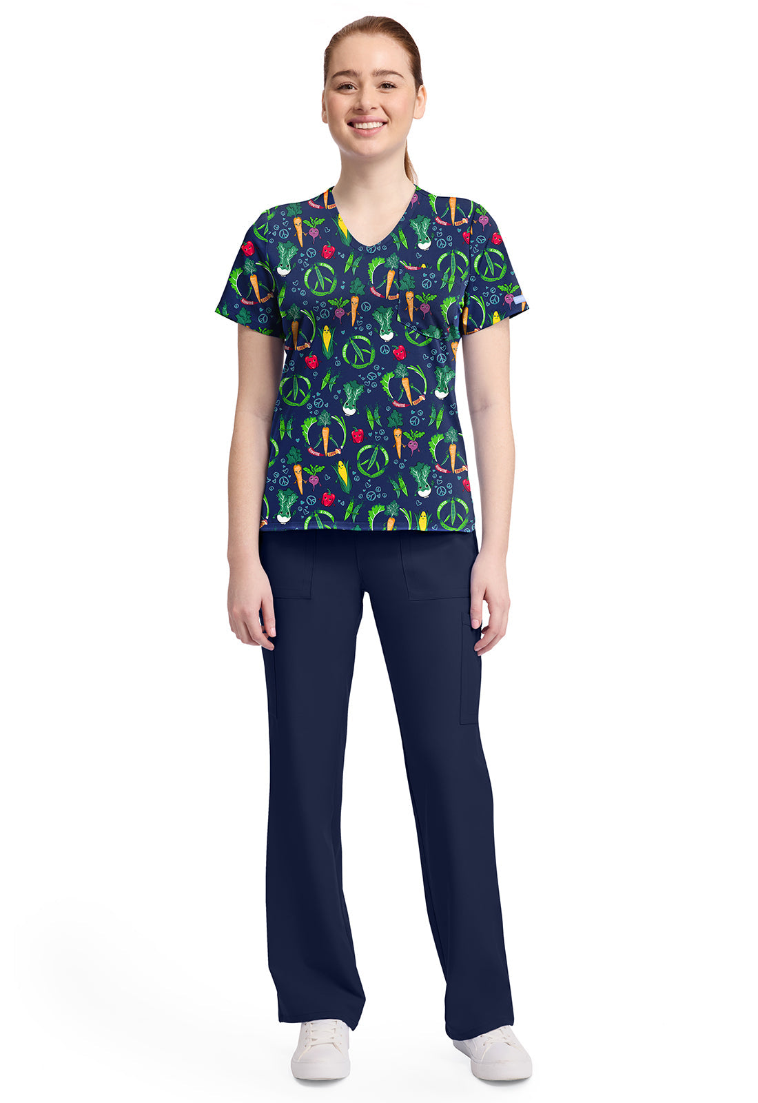 Cherokee Prints CK857 Women's High-Low V-Neck Top Growing Love