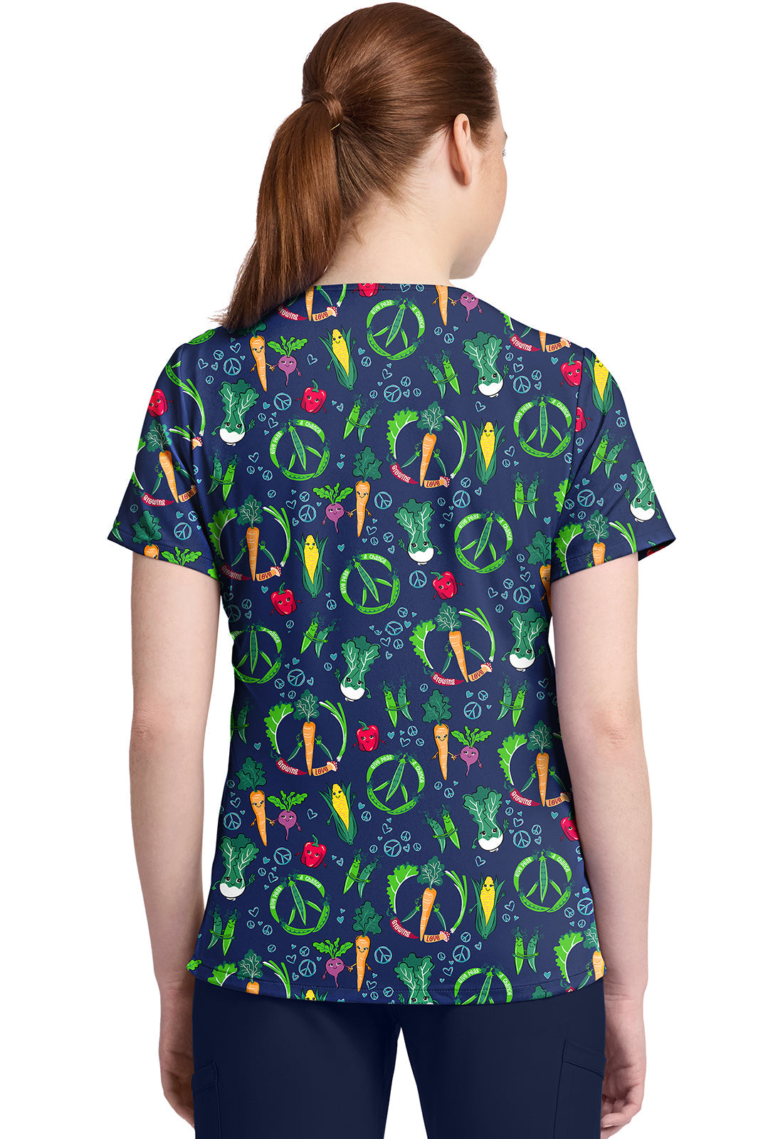 Cherokee Prints CK857 Women's High-Low V-Neck Top Growing Love