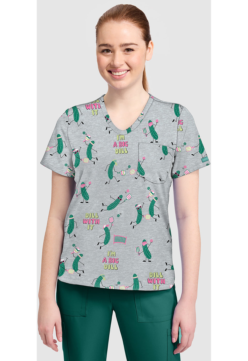 Genuine CK857 Women's High-Low V-Neck Scrub Top Pickleball Toile
