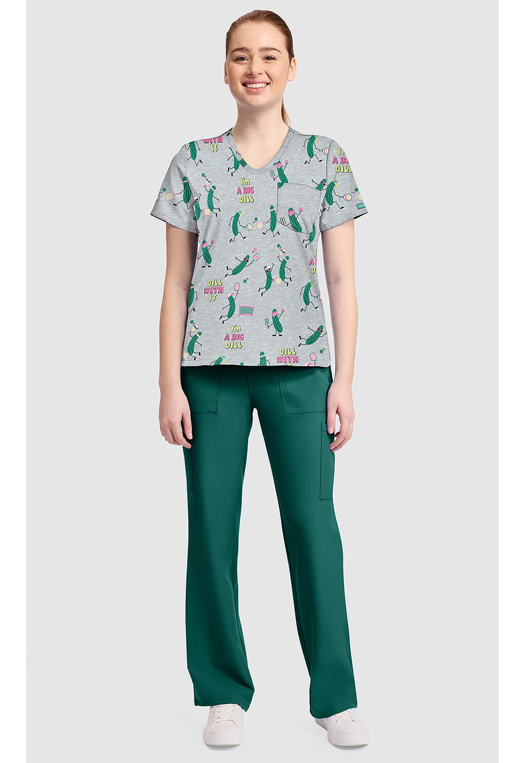 Genuine CK857 Women's High-Low V-Neck Scrub Top Pickleball Toile