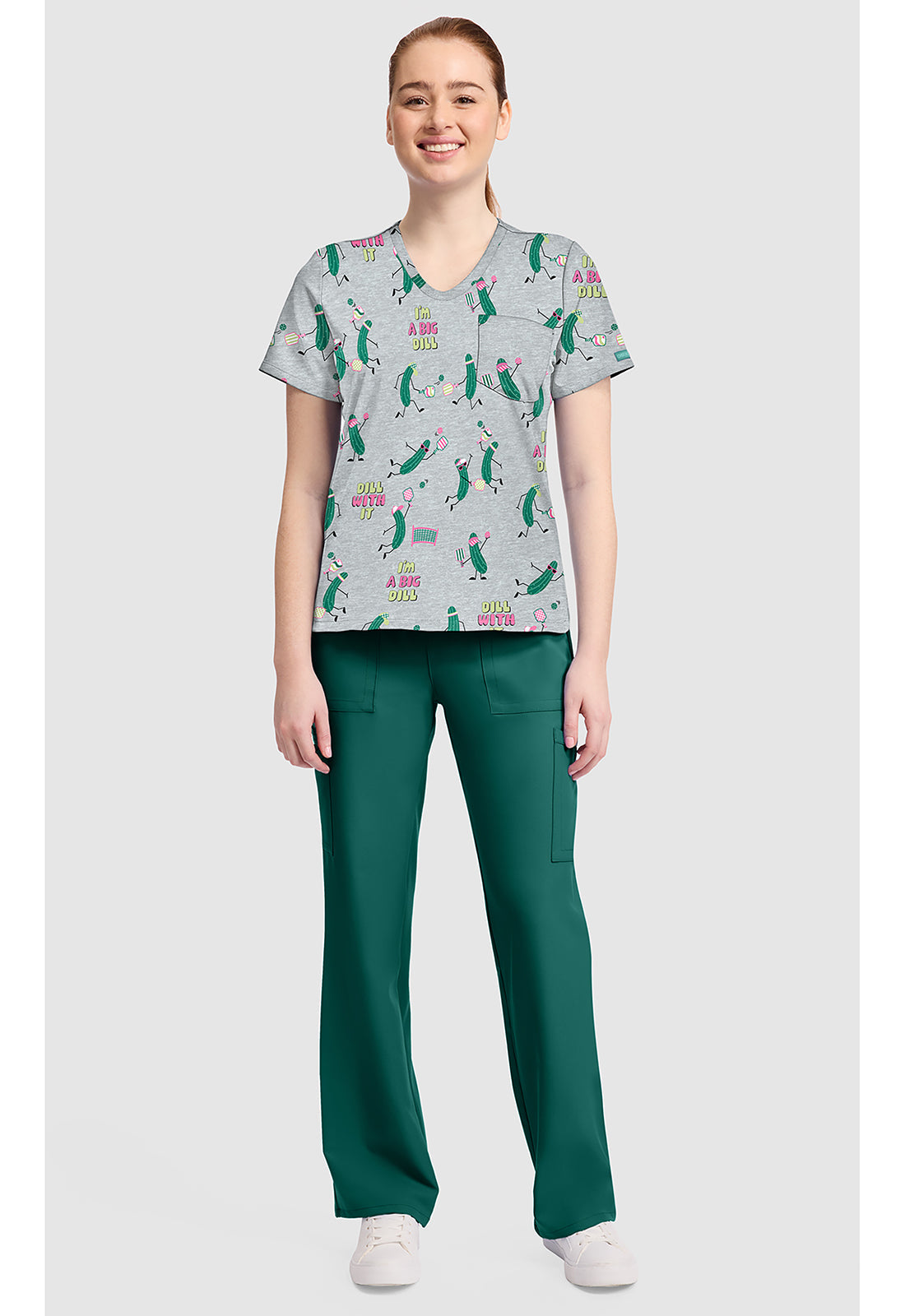 Genuine CK857 Women's High-Low V-Neck Scrub Top Pickleball Toile