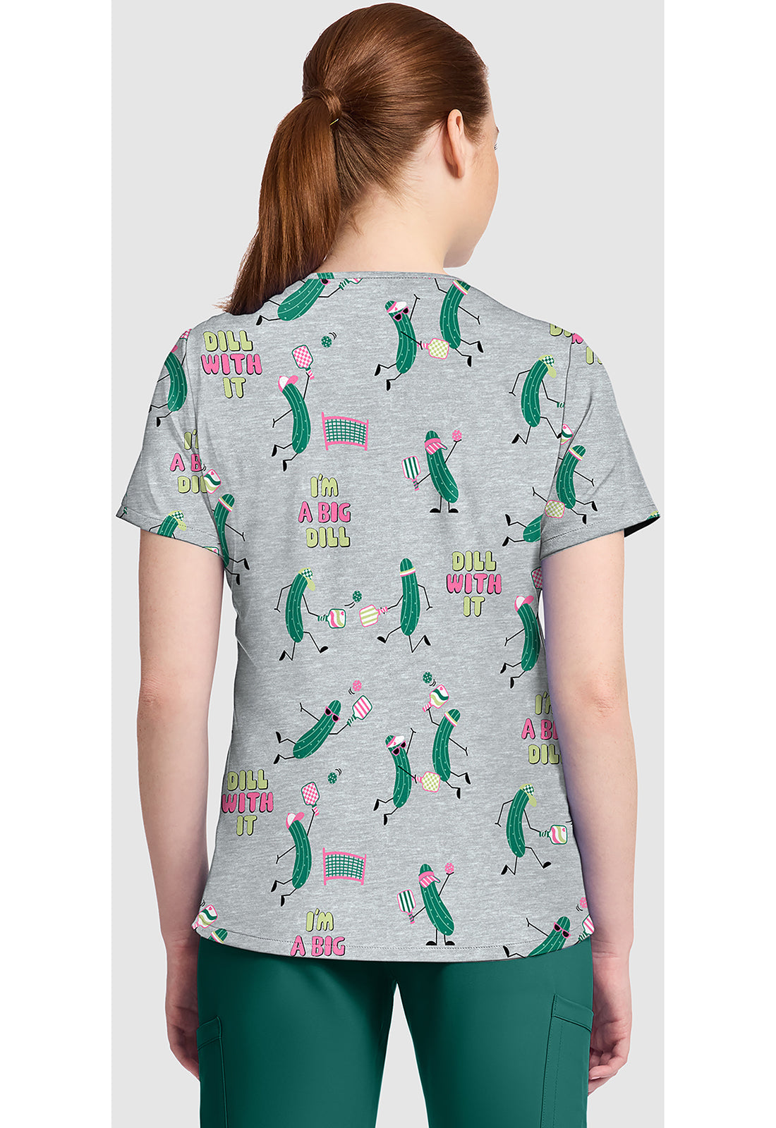 Genuine CK857 Women's High-Low V-Neck Scrub Top Pickleball Toile