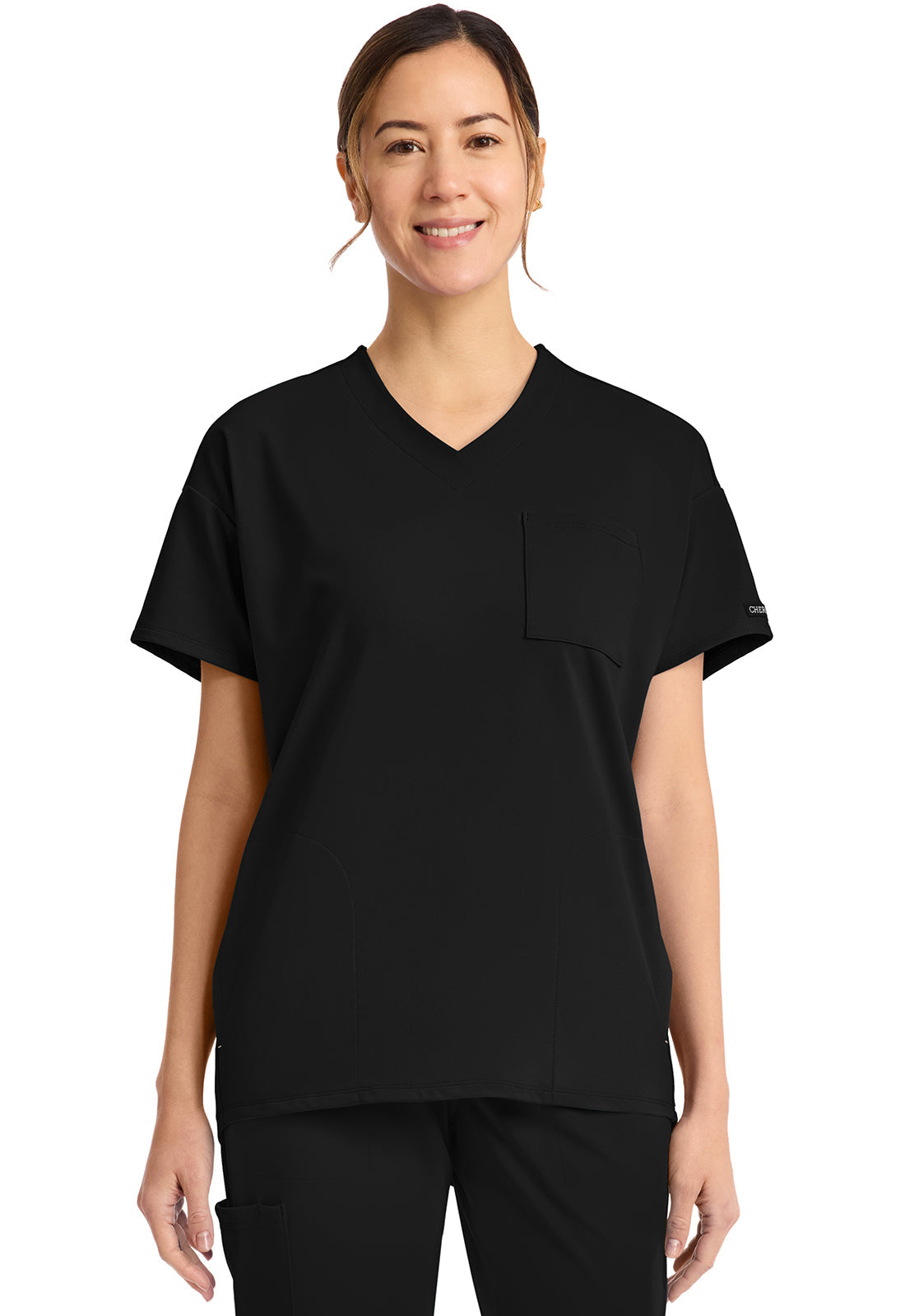 Achieve CK863 Women's 3 Pocket V-Neck Tunic Black