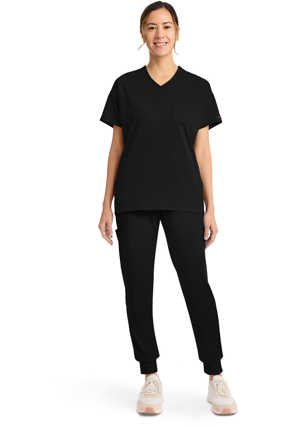 Achieve CK863 Women's 3 Pocket V-Neck Tunic Black