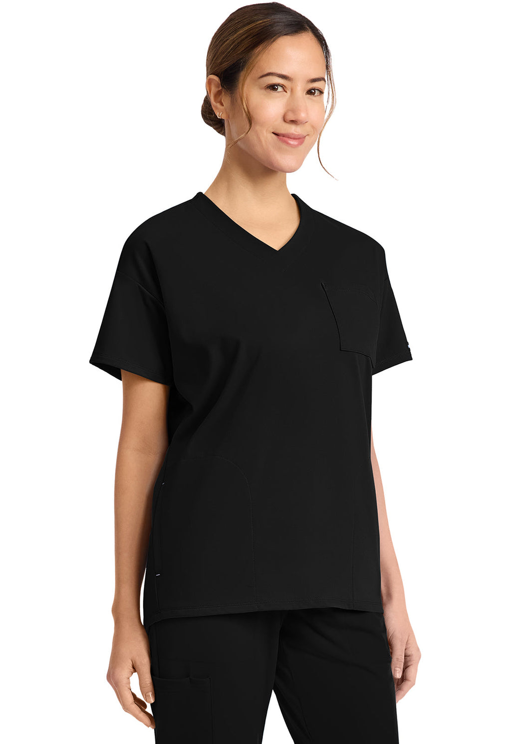 Achieve CK863 Women's 3 Pocket V-Neck Tunic Black