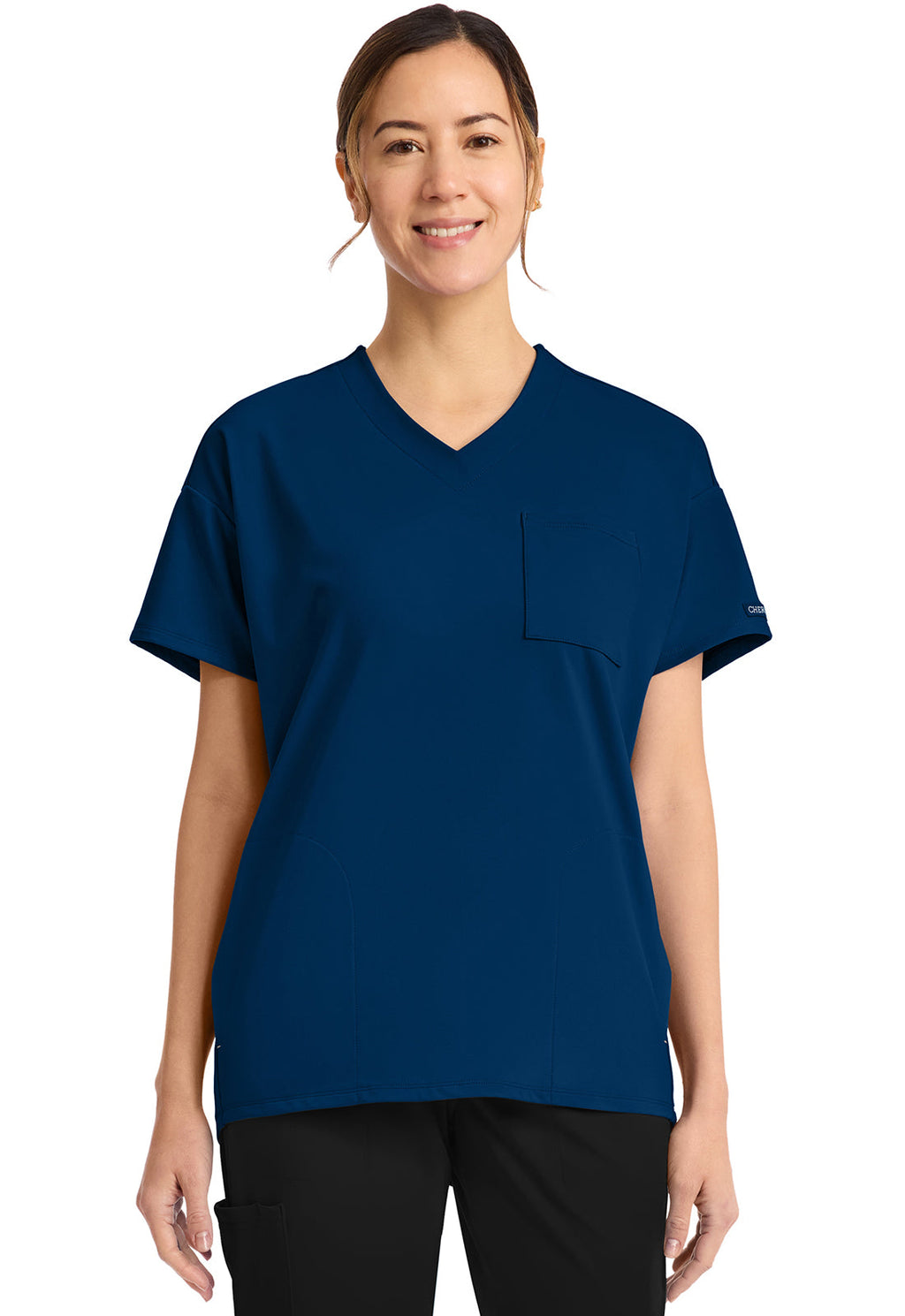 Achieve CK863 Women's 3 Pocket V-Neck Tunic Navy Image