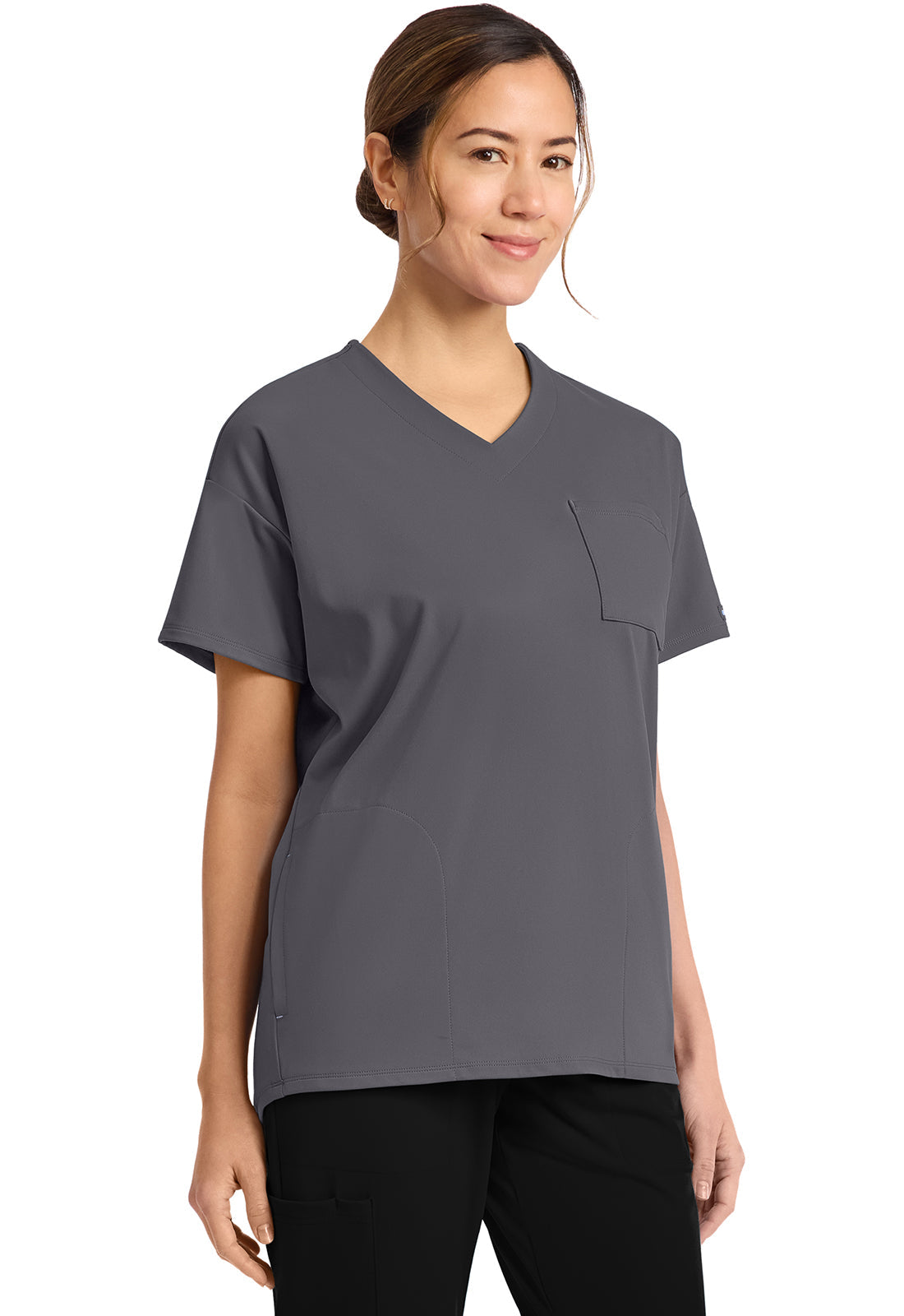 Achieve CK863 Women's 3 Pocket V-Neck Tunic Pewter