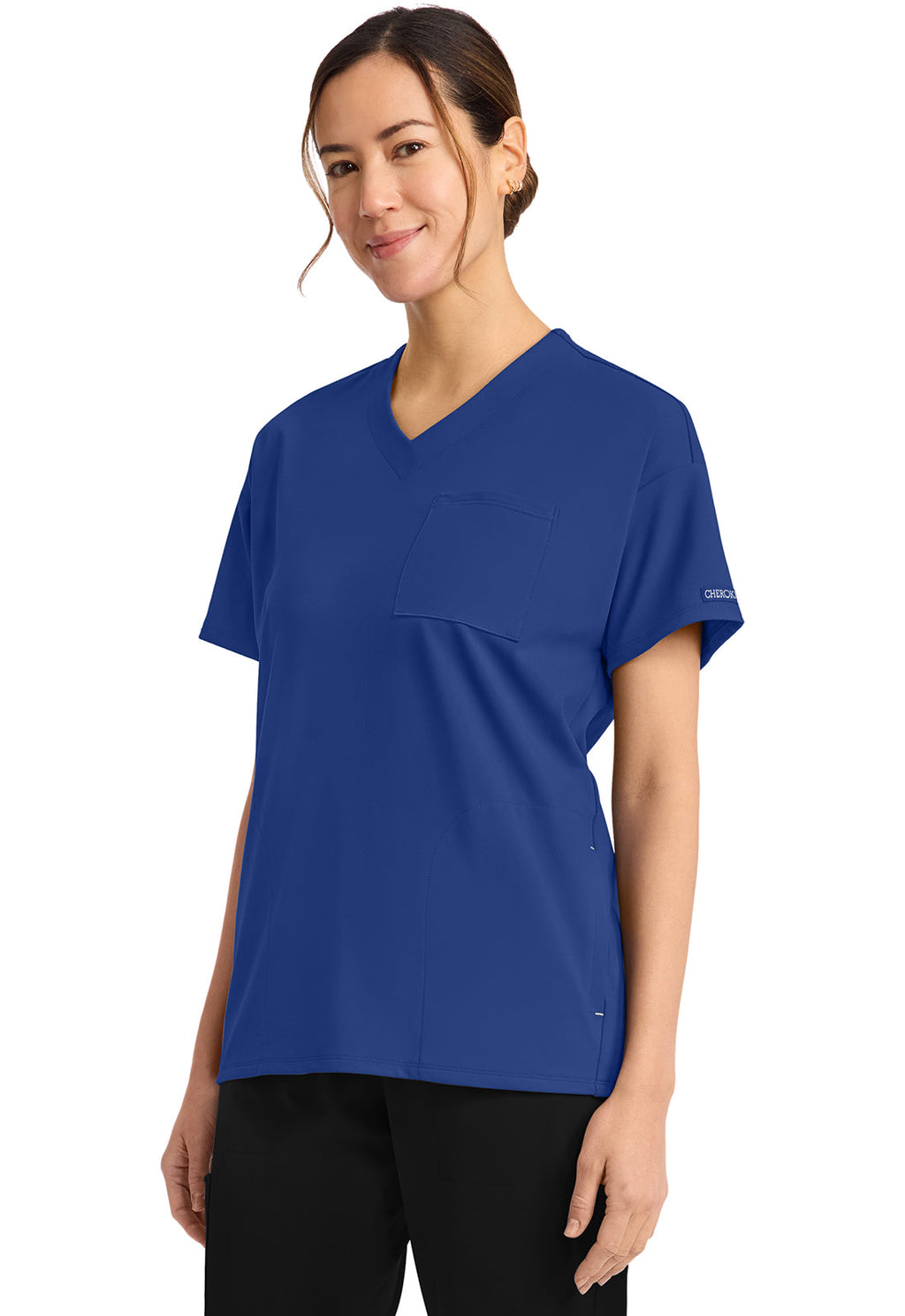 Achieve CK863 Women's 3 Pocket V-Neck Tunic Royal Image