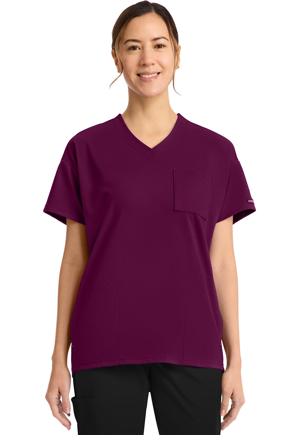Achieve CK863 Women's 3 Pocket V-Neck Tunic Wild Mulberry Image