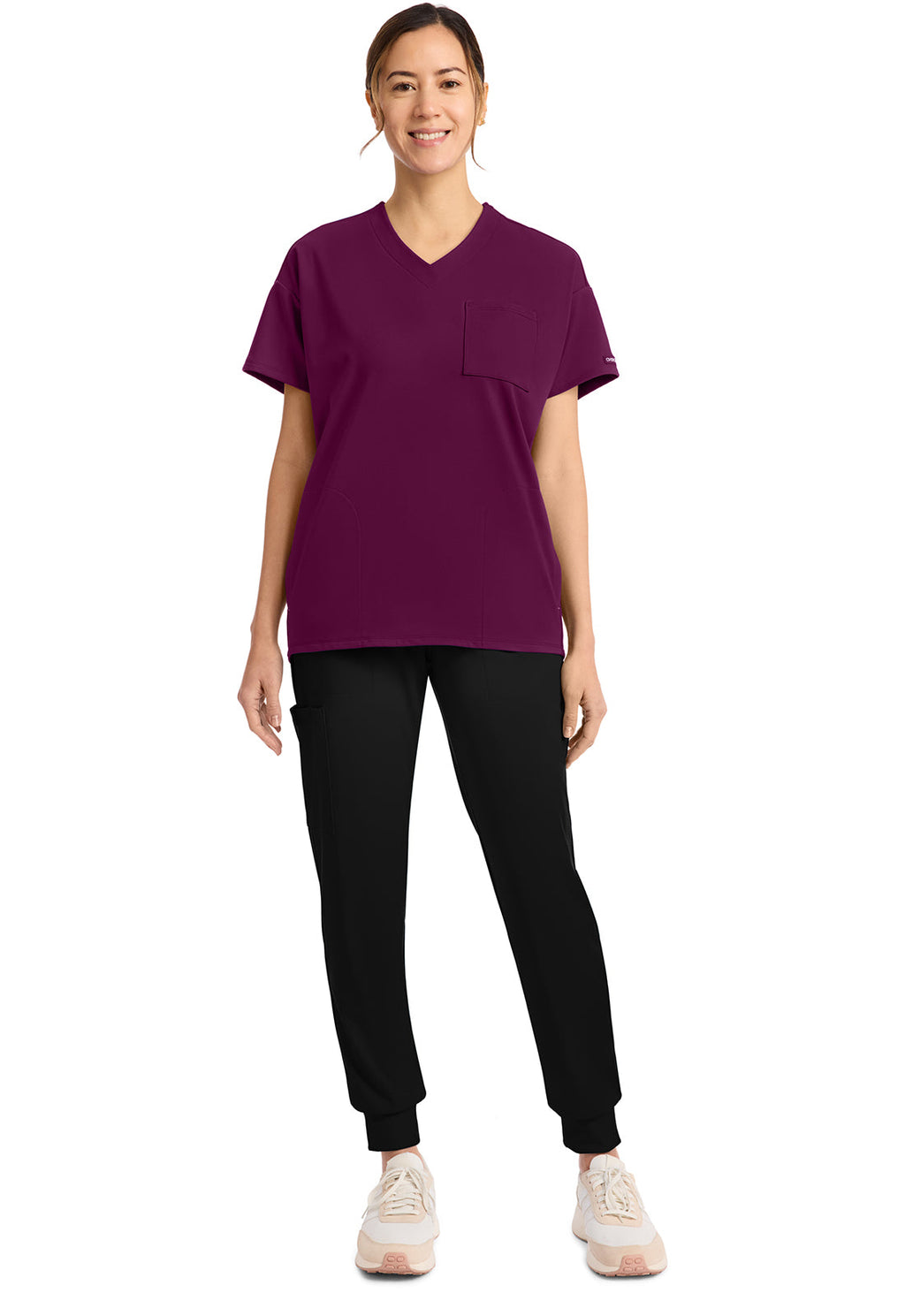 Achieve CK863 Women's 3 Pocket V-Neck Tunic Wild Mulberry Image