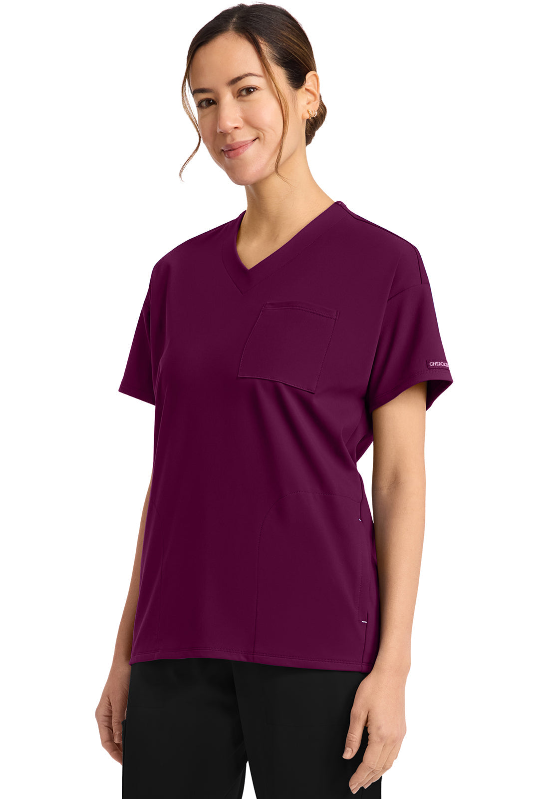 Achieve CK863 Women's 3 Pocket V-Neck Tunic Wild Mulberry Image
