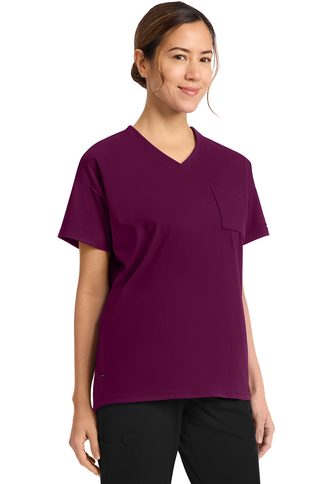 Achieve CK863 Women's 3 Pocket V-Neck Tunic Wild Mulberry Image