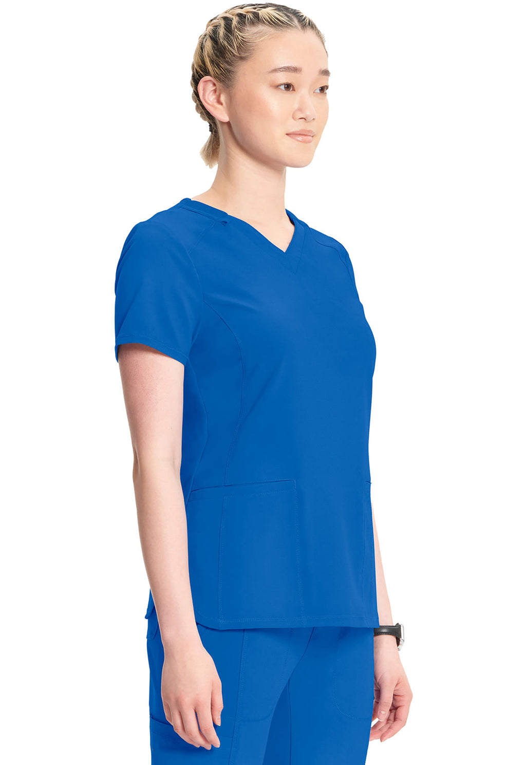 Classics CK865A V-Neck Top Royal Model Image Left Side | Infinity