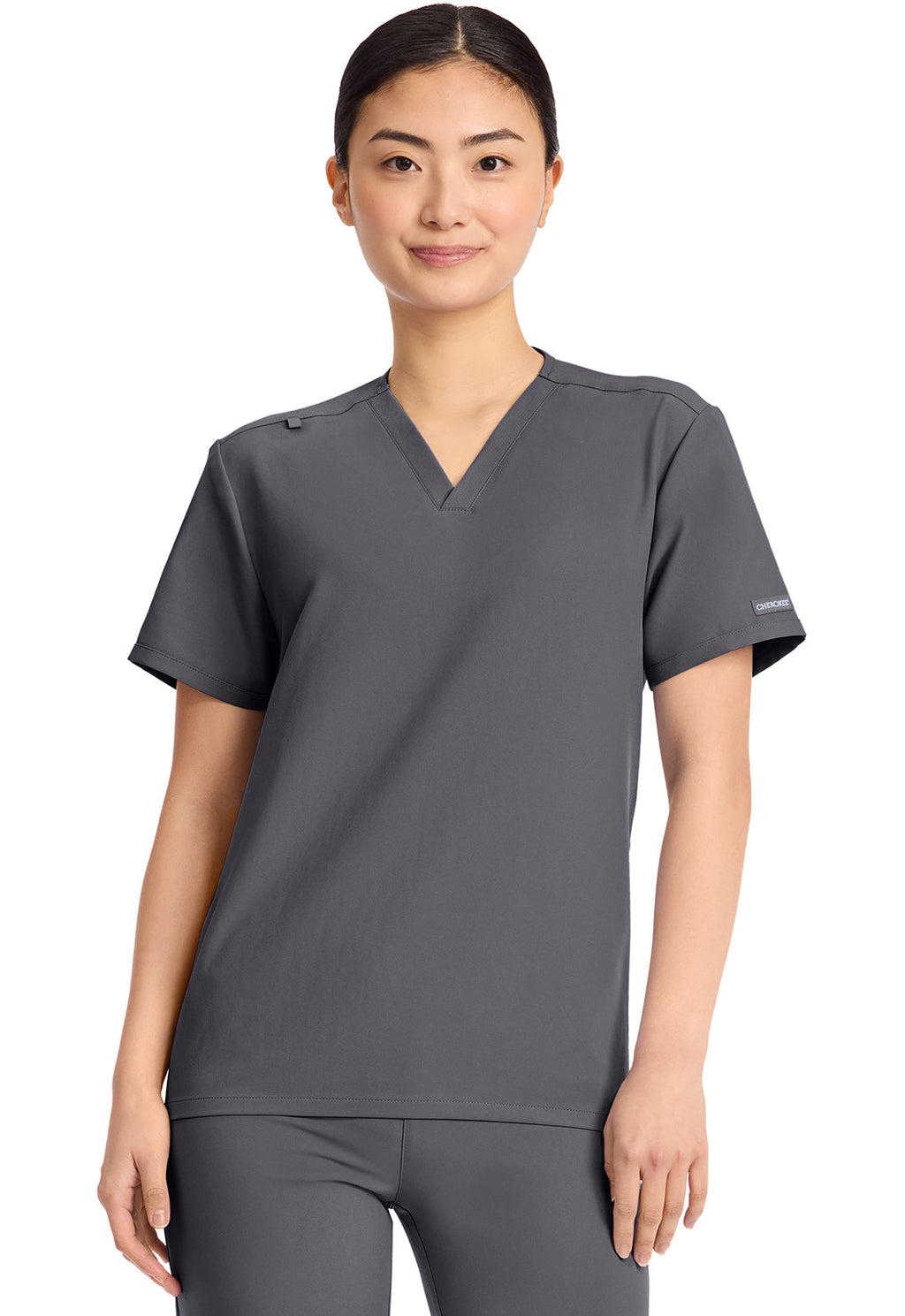 Workwear Originals Ultra CK869A Unisex V-Neck No Pocket Scrub Top Pewter