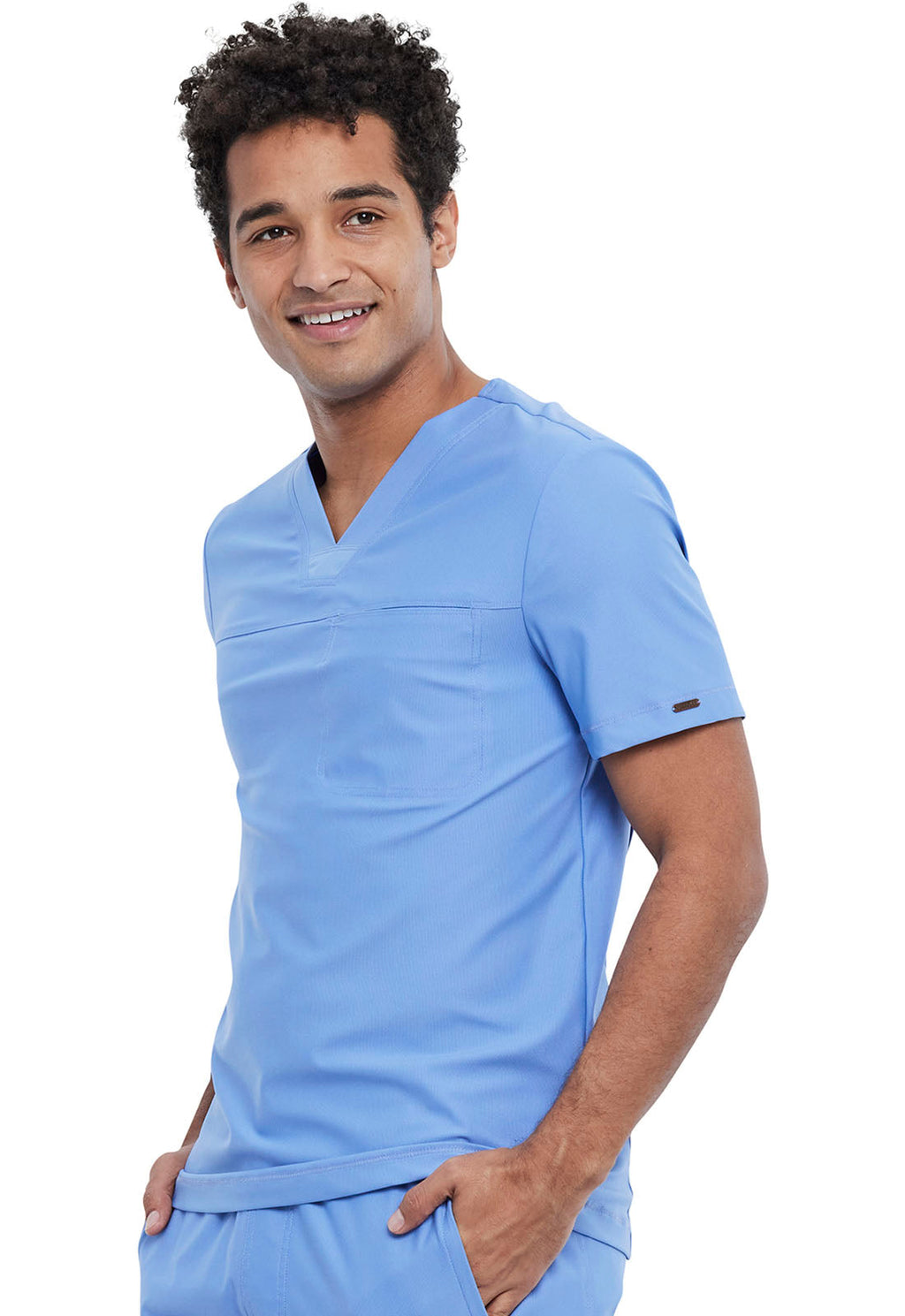 Form CK885 Men's Tuckable V-Neck Scrub Top Ciel Blue