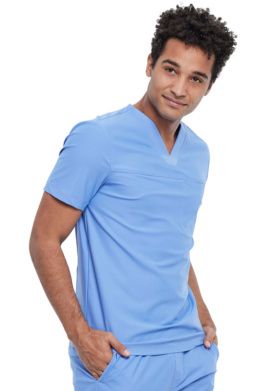 Form CK885 Men's Tuckable V-Neck Scrub Top Ciel Blue