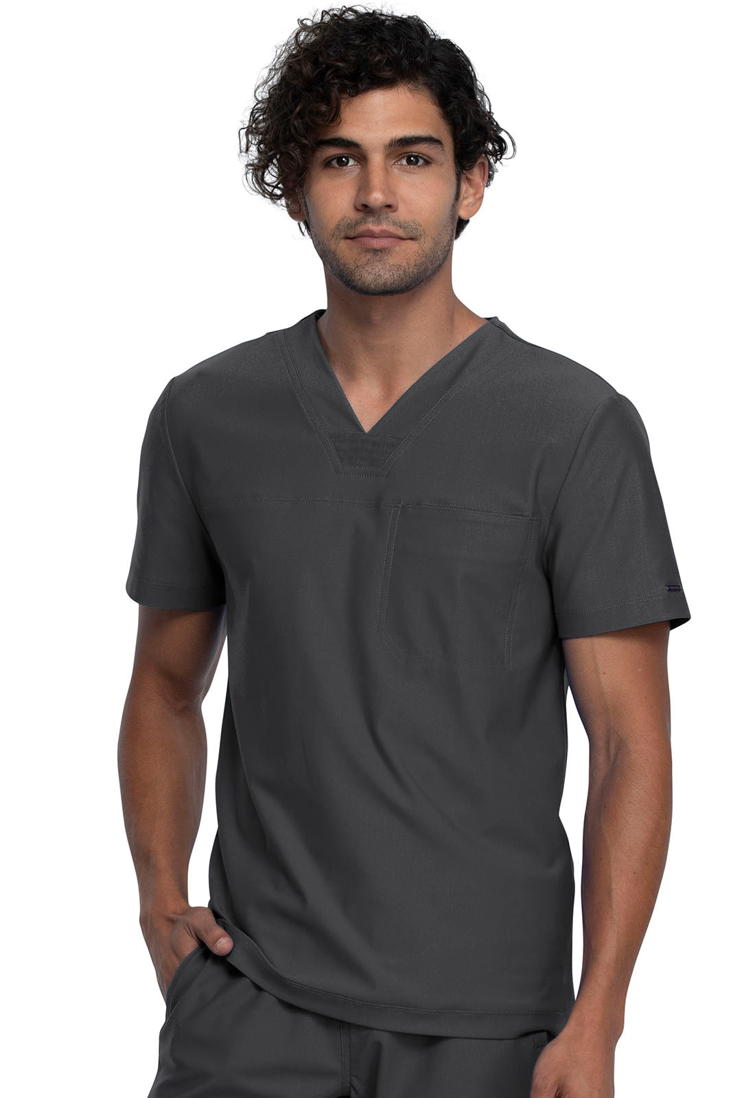 Form CK885 Men's Tuckable V-Neck Scrub Top Pewter