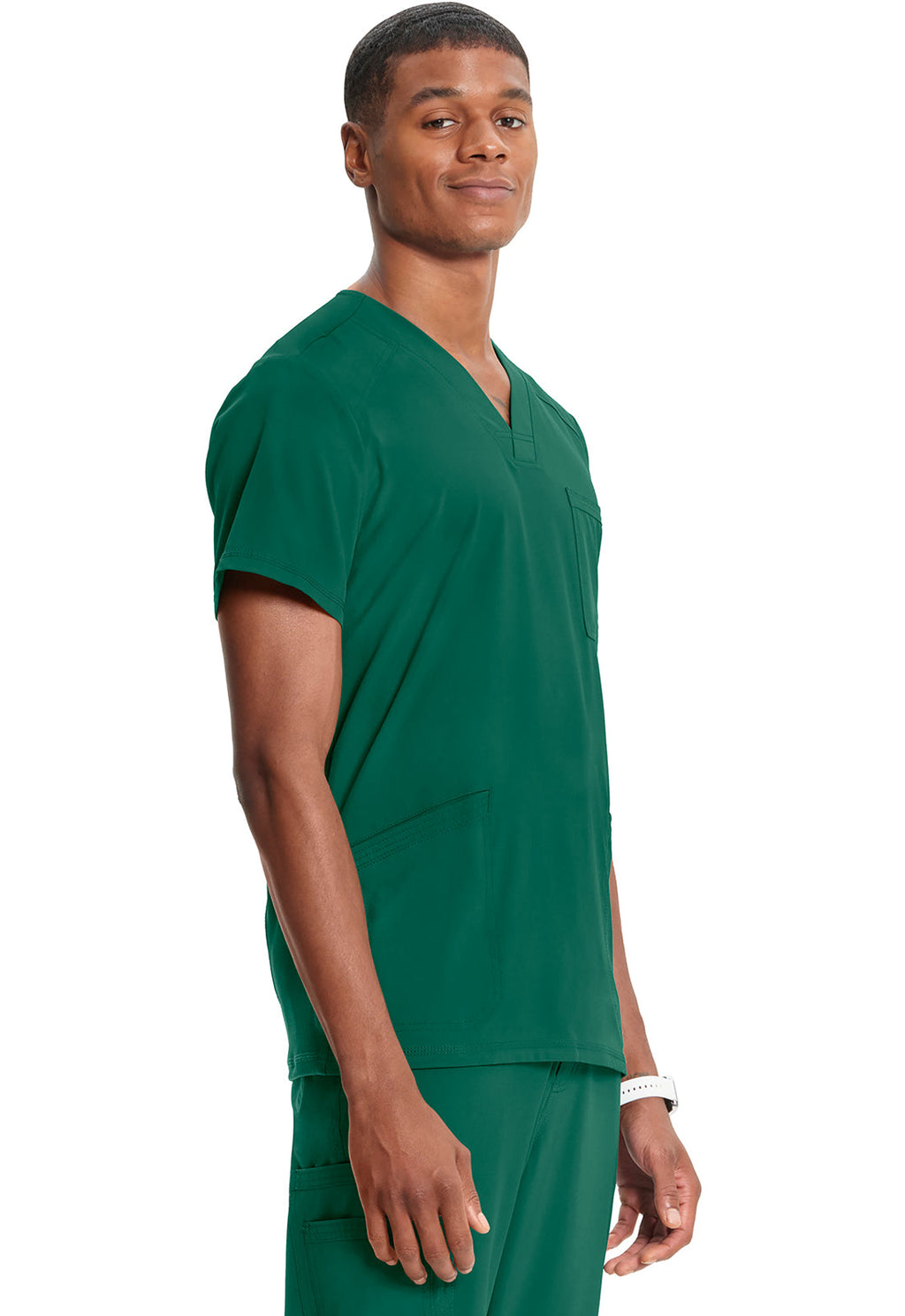 Classics CK900A Men's V-Neck Top Hunter Green Model Image Left Side | Infinity