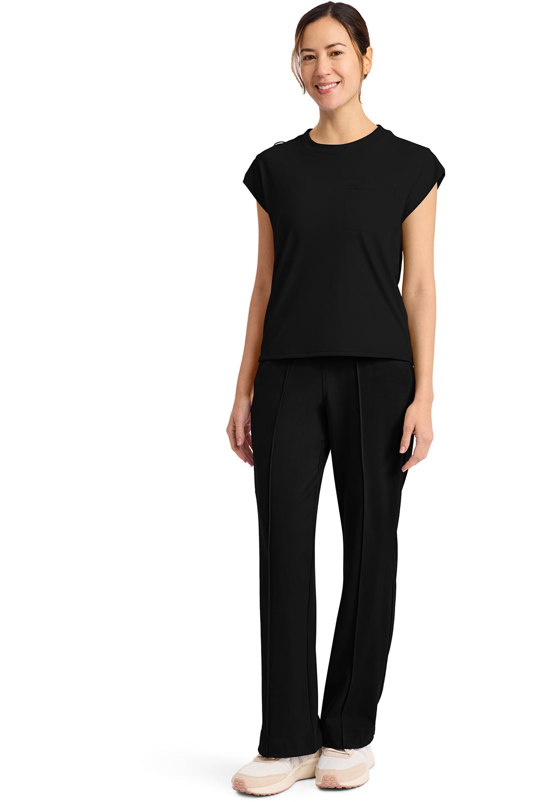 Achieve CK936 Women's 1-Pocket Crew Neck Top Black Image