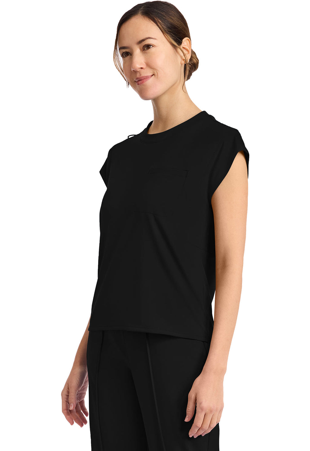 Achieve CK936 Women's 1-Pocket Crew Neck Top Black Image