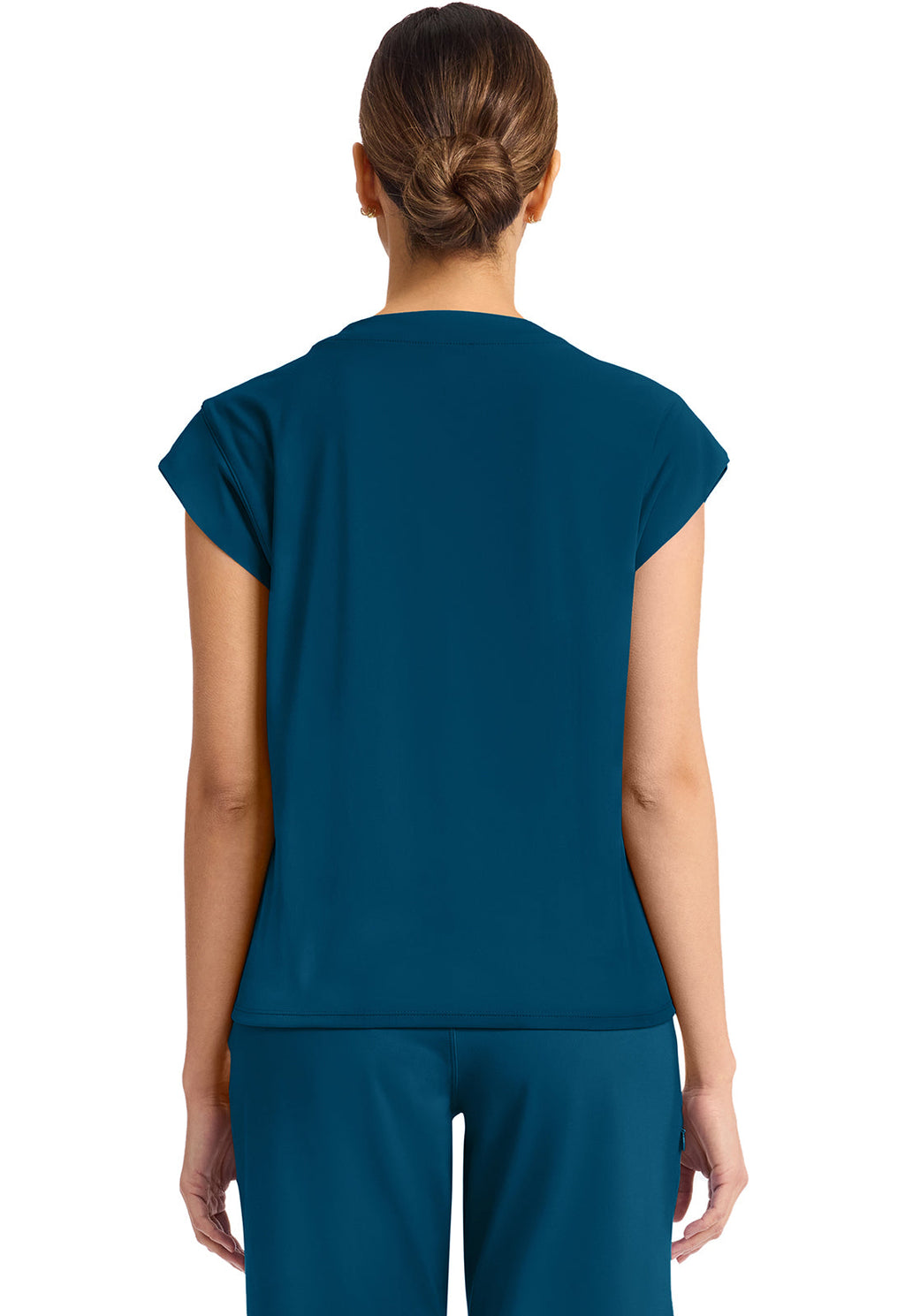 Achieve CK936 Women's 1-Pocket Crew Neck Scrub Top Caribbean Blue