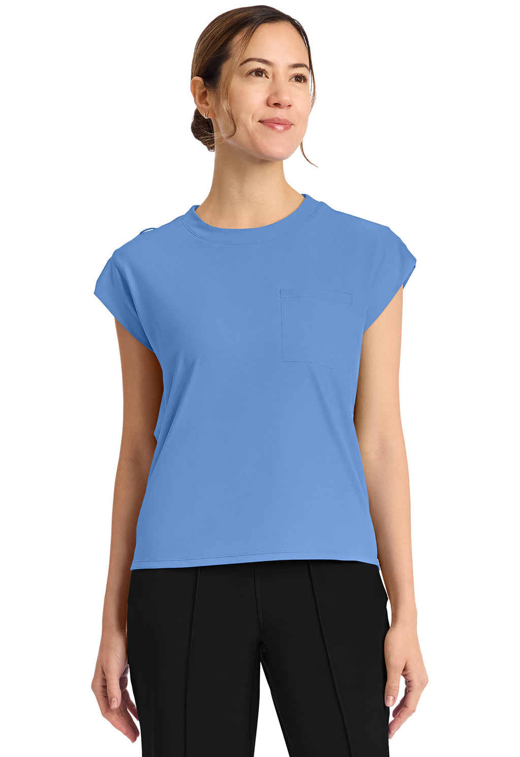 Achieve CK936 Women's 1-Pocket Crew Neck Top Ciel Image