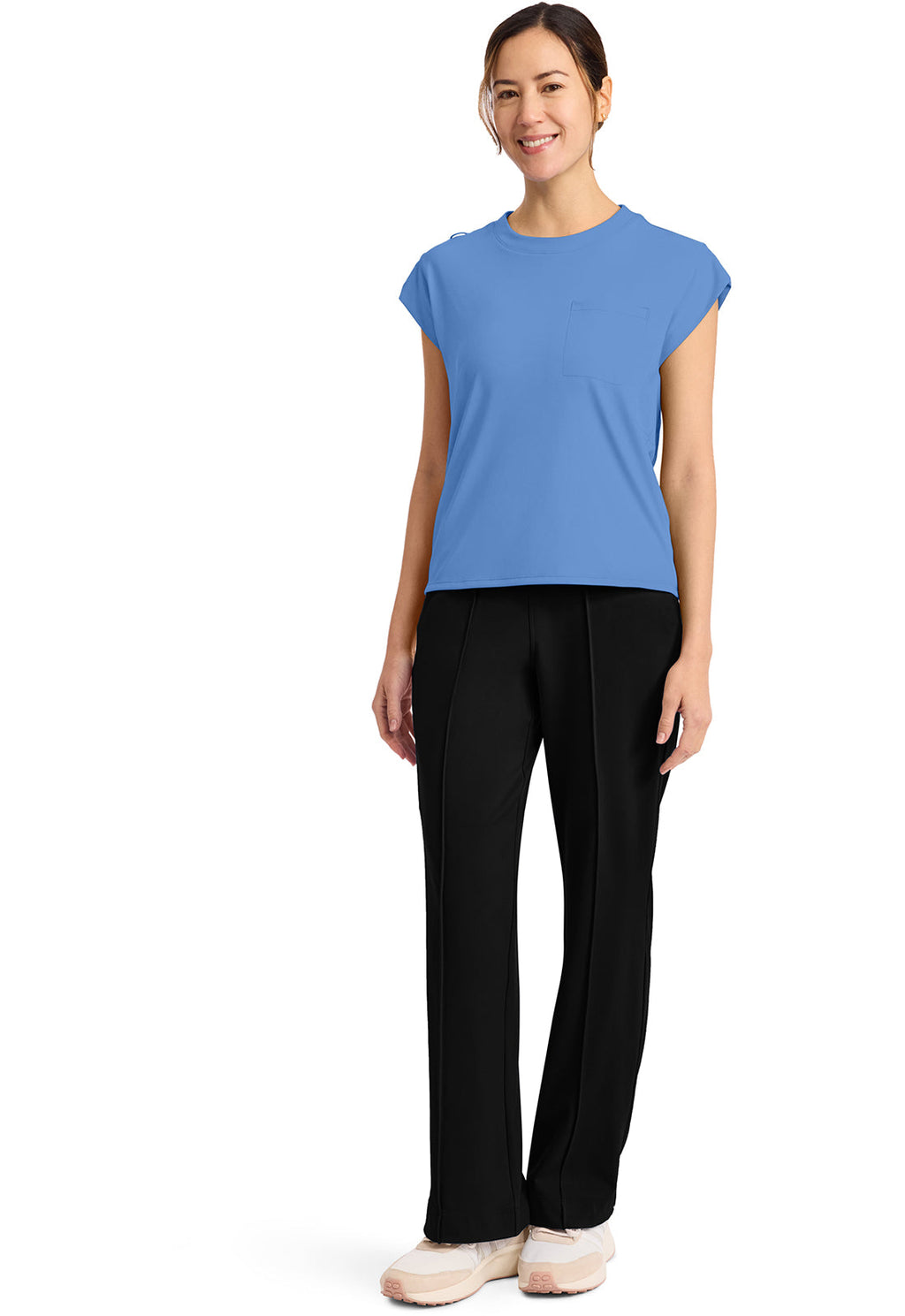 Achieve CK936 Women's 1-Pocket Crew Neck Top Ciel Image