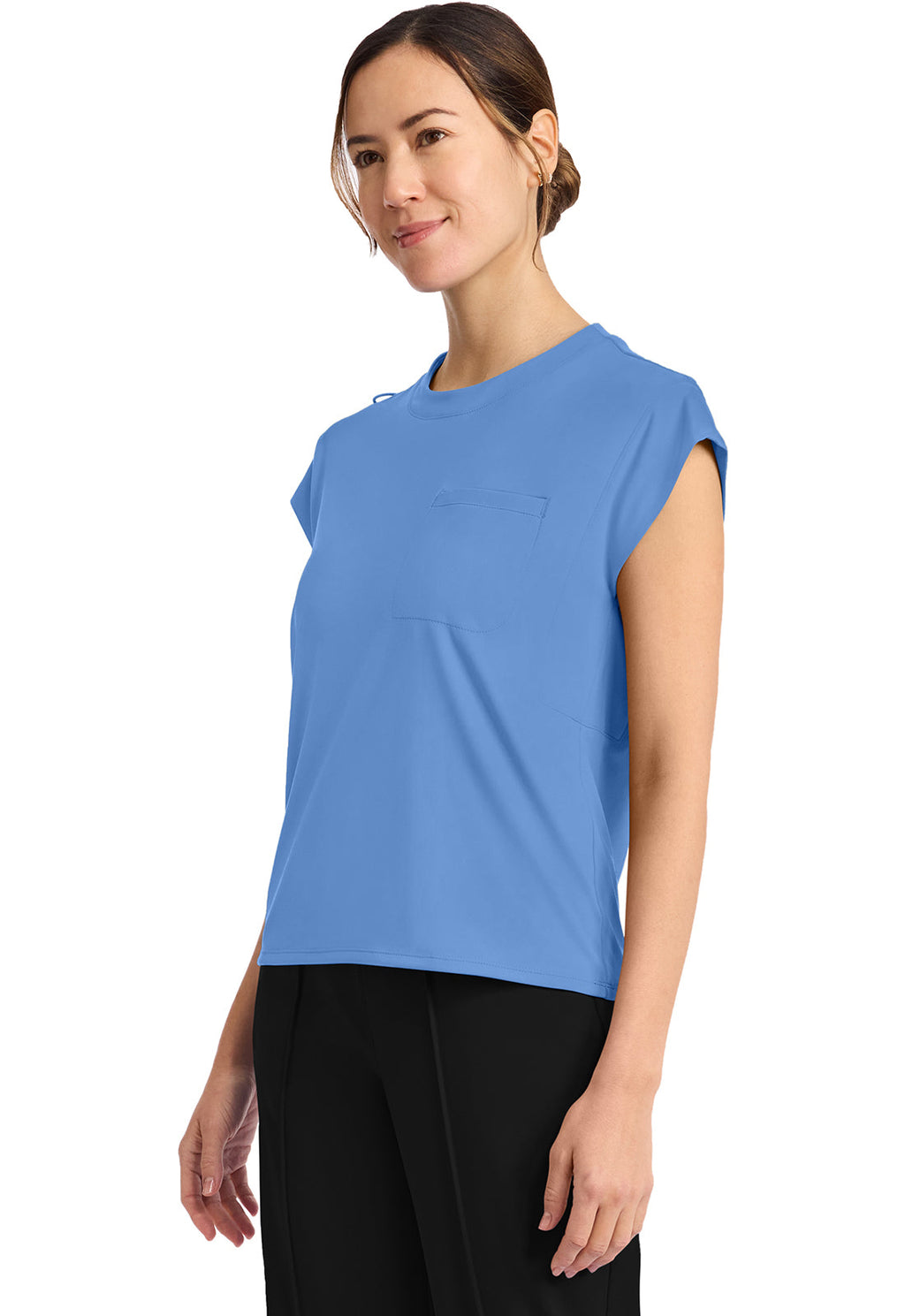 Achieve CK936 Women's 1-Pocket Crew Neck Top Ciel Image