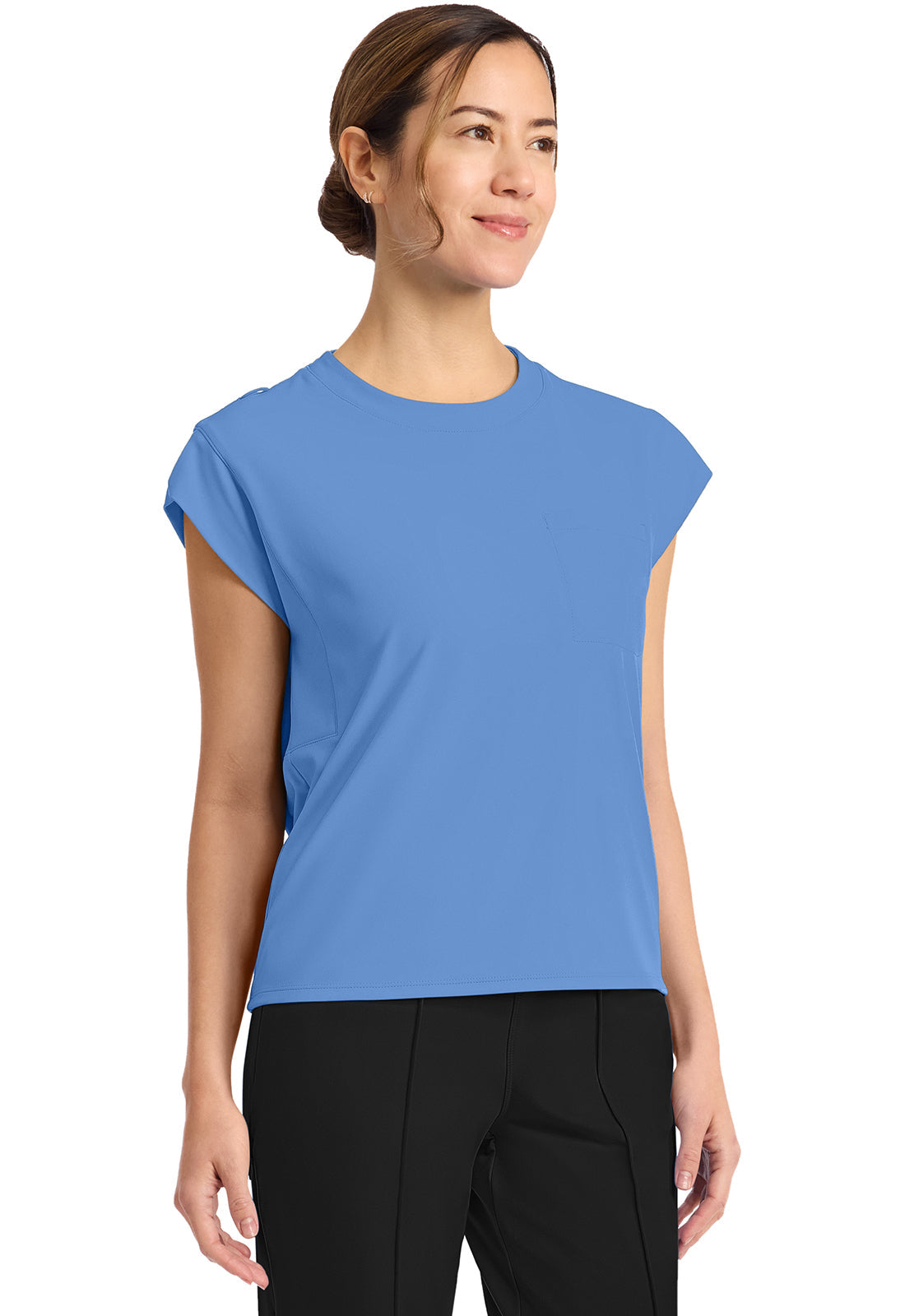 Achieve CK936 Women's 1-Pocket Crew Neck Top Ciel Image