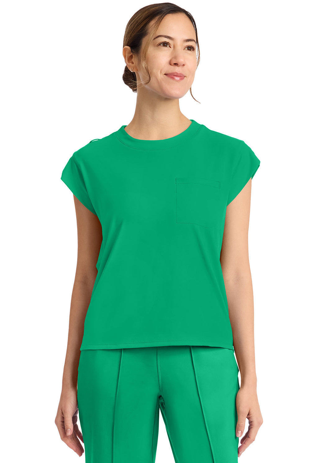 Achieve CK936 Women's 1-Pocket Crew Neck Top Green Apple